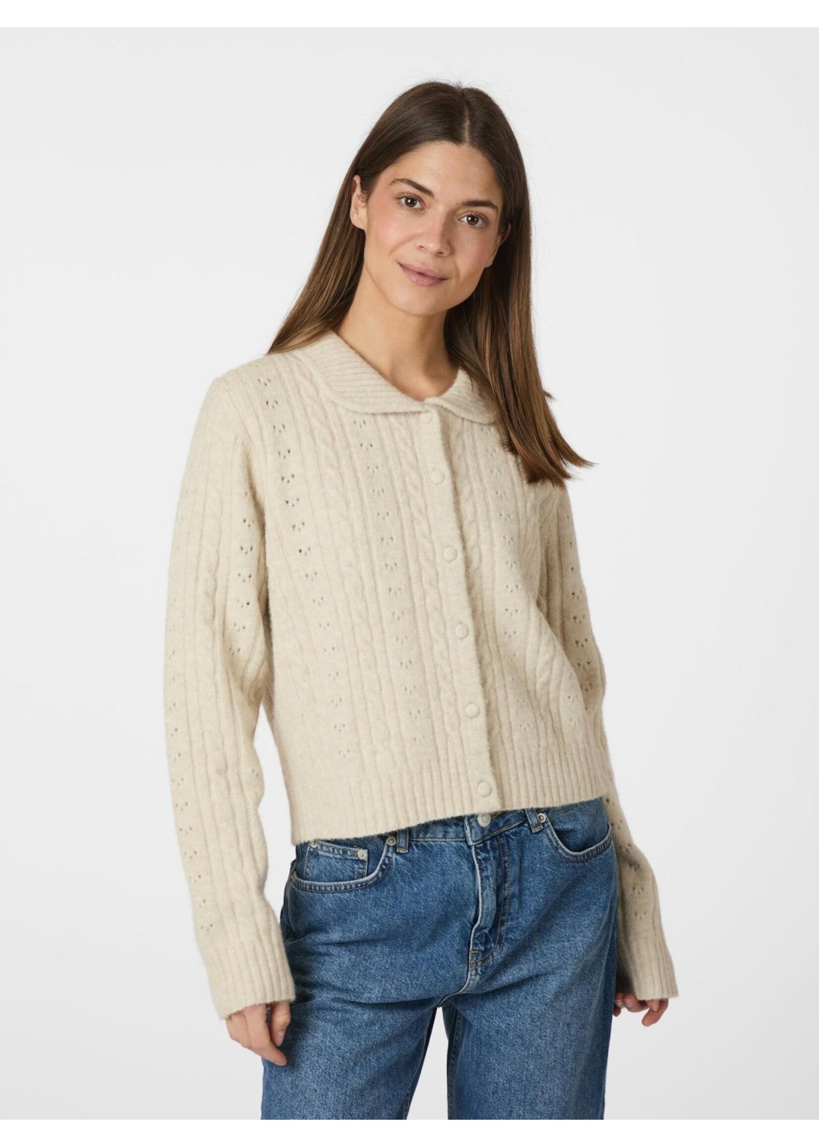 Neo Noir Neo Noir, Emelie Knit Cardigan, Ivory, Size: