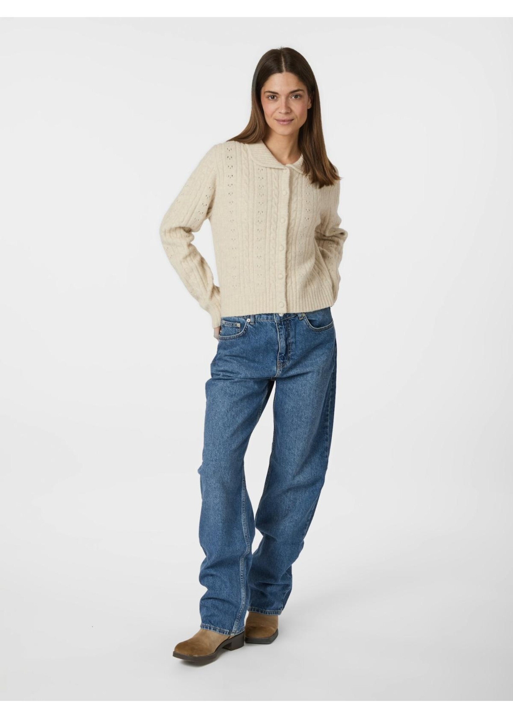 Neo Noir Neo Noir, Emelie Knit Cardigan, Ivory, Size: