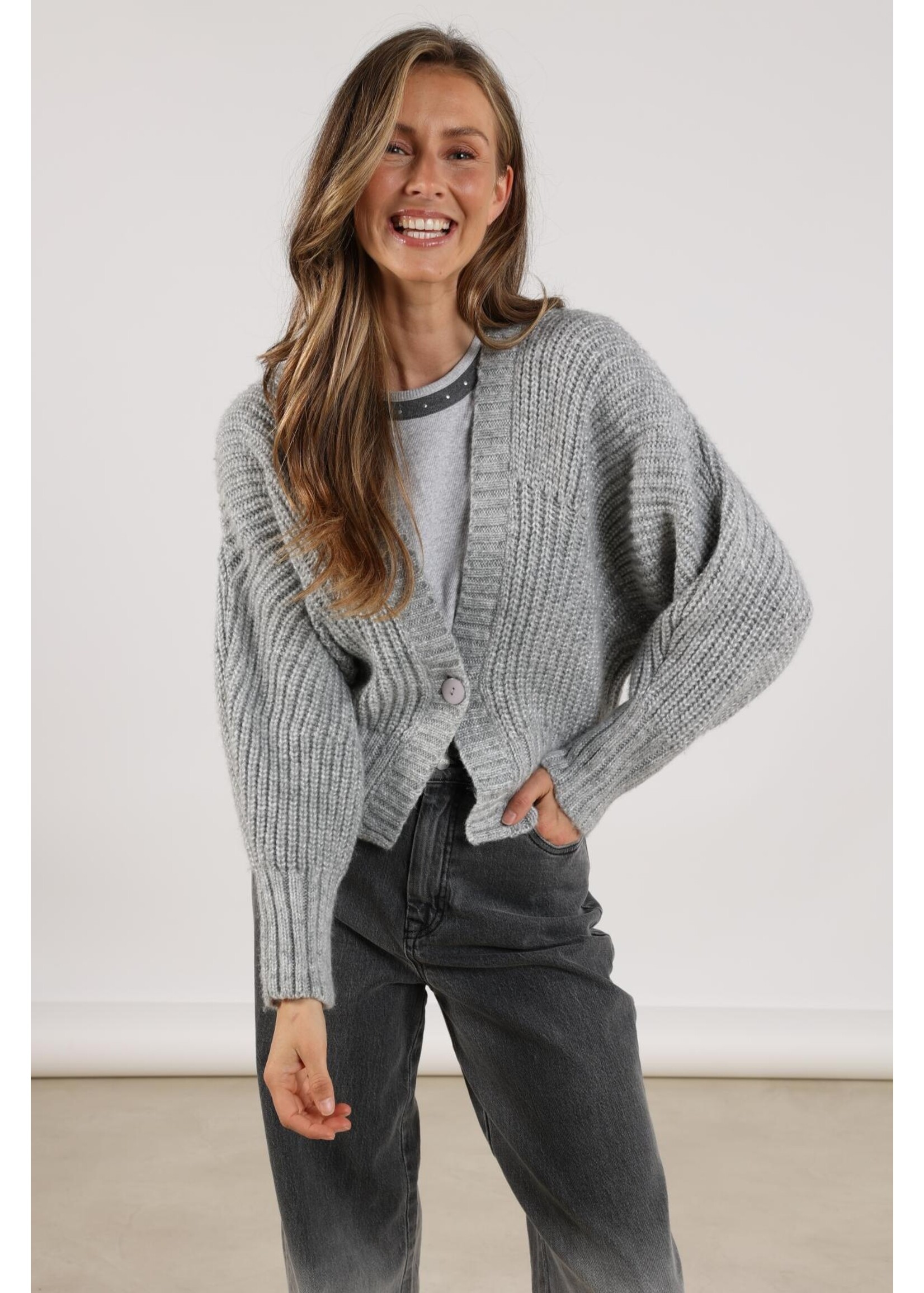 Nukus Nukus, Jolijn Cardigan, Light grey, Size: