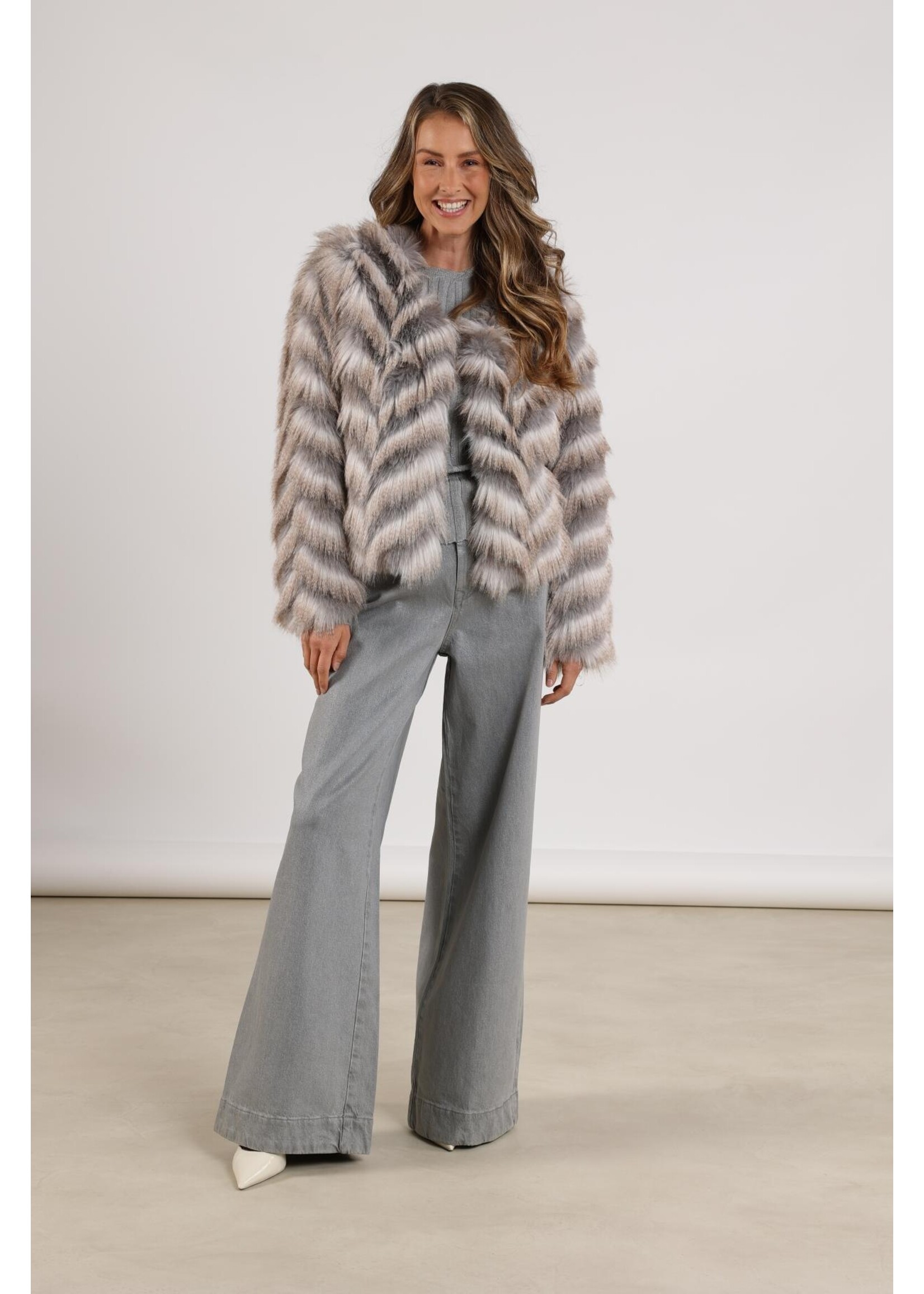 Nukus Nukus, Lori Jacket Zigzag, Off white/Grey, Size: