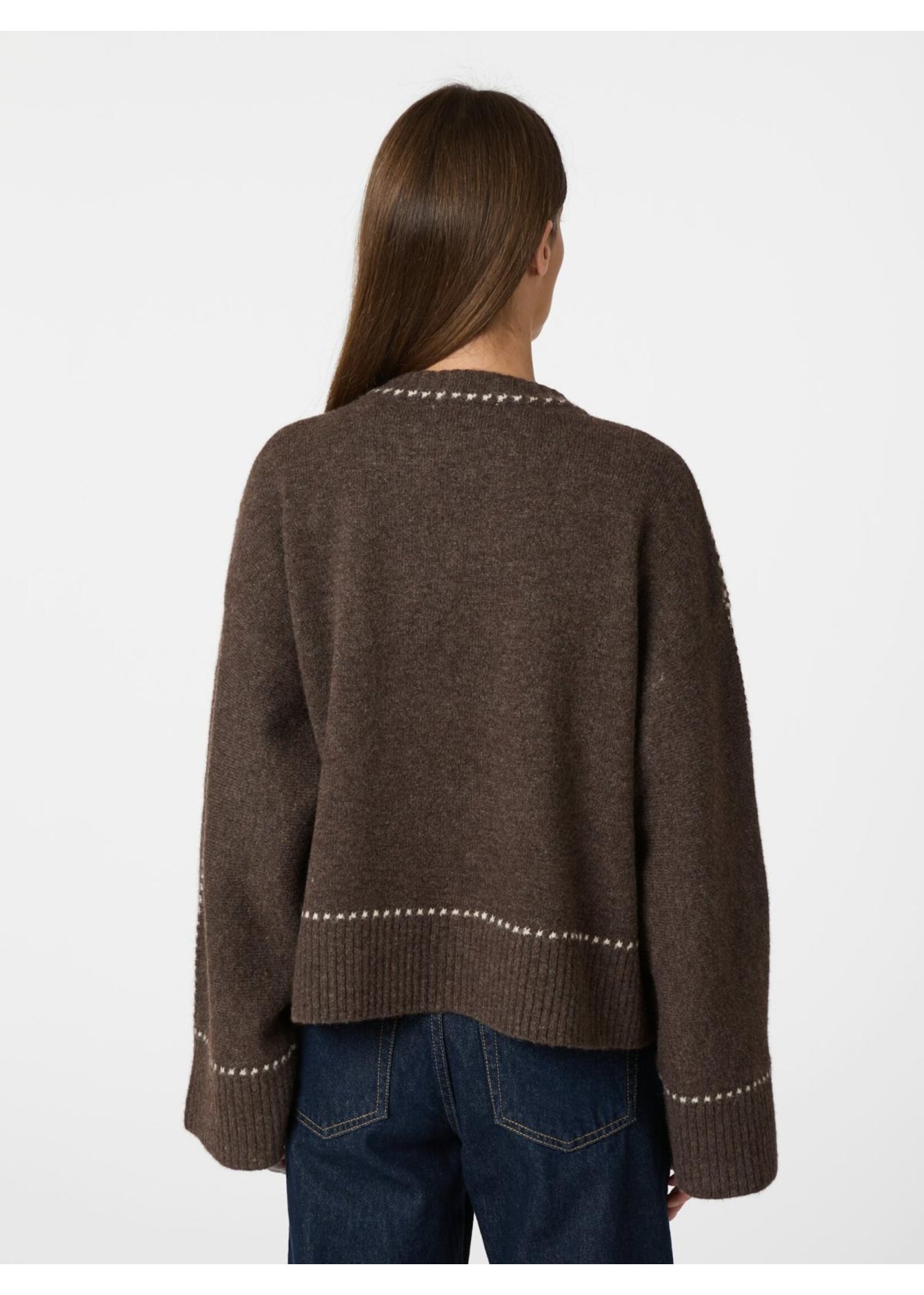 Neo Noir Neo Noir, Roeme Knit Stitch Blouse, Brown melange, Size: