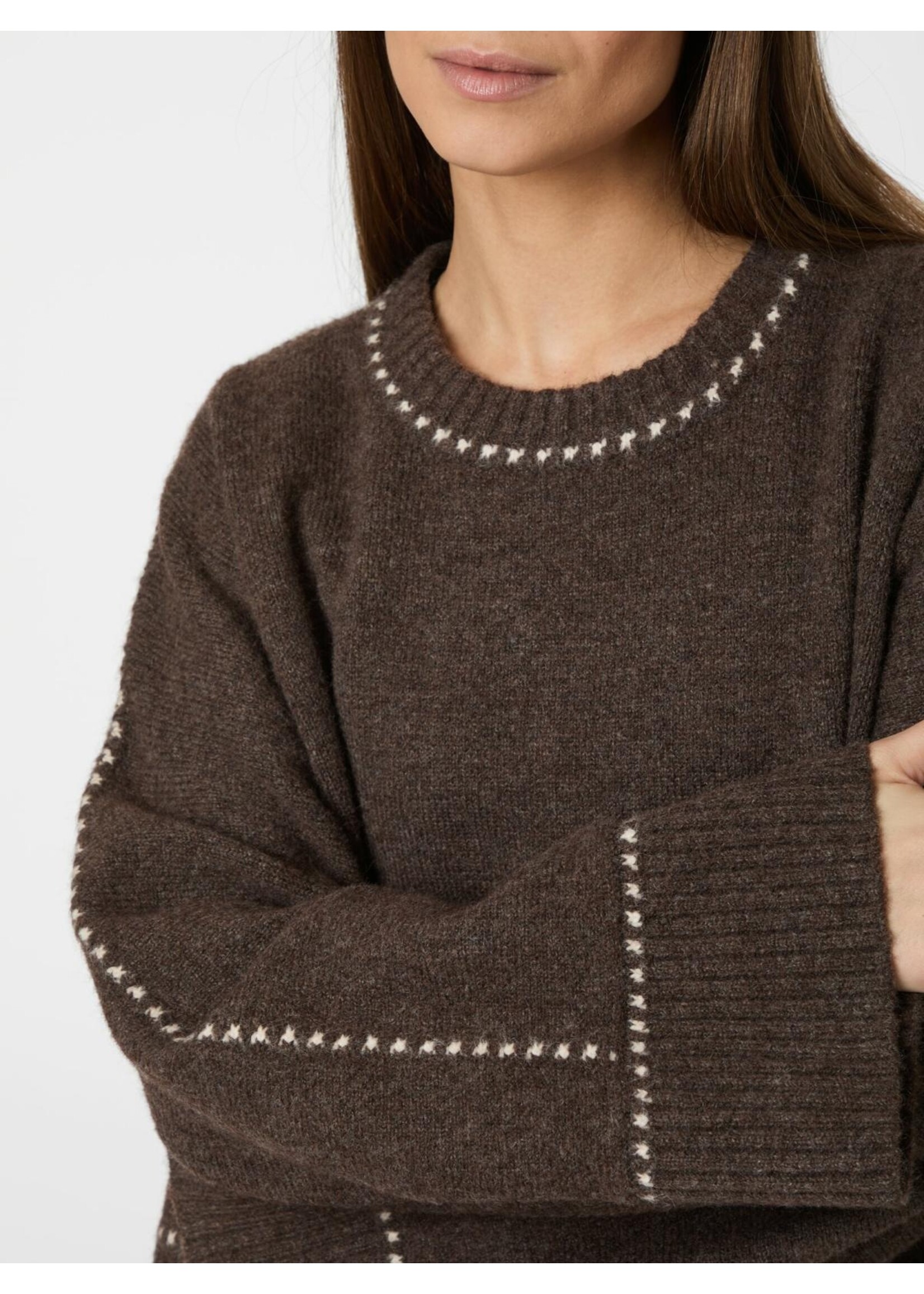 Neo Noir Neo Noir, Roeme Knit Stitch Blouse, Brown melange, Size: