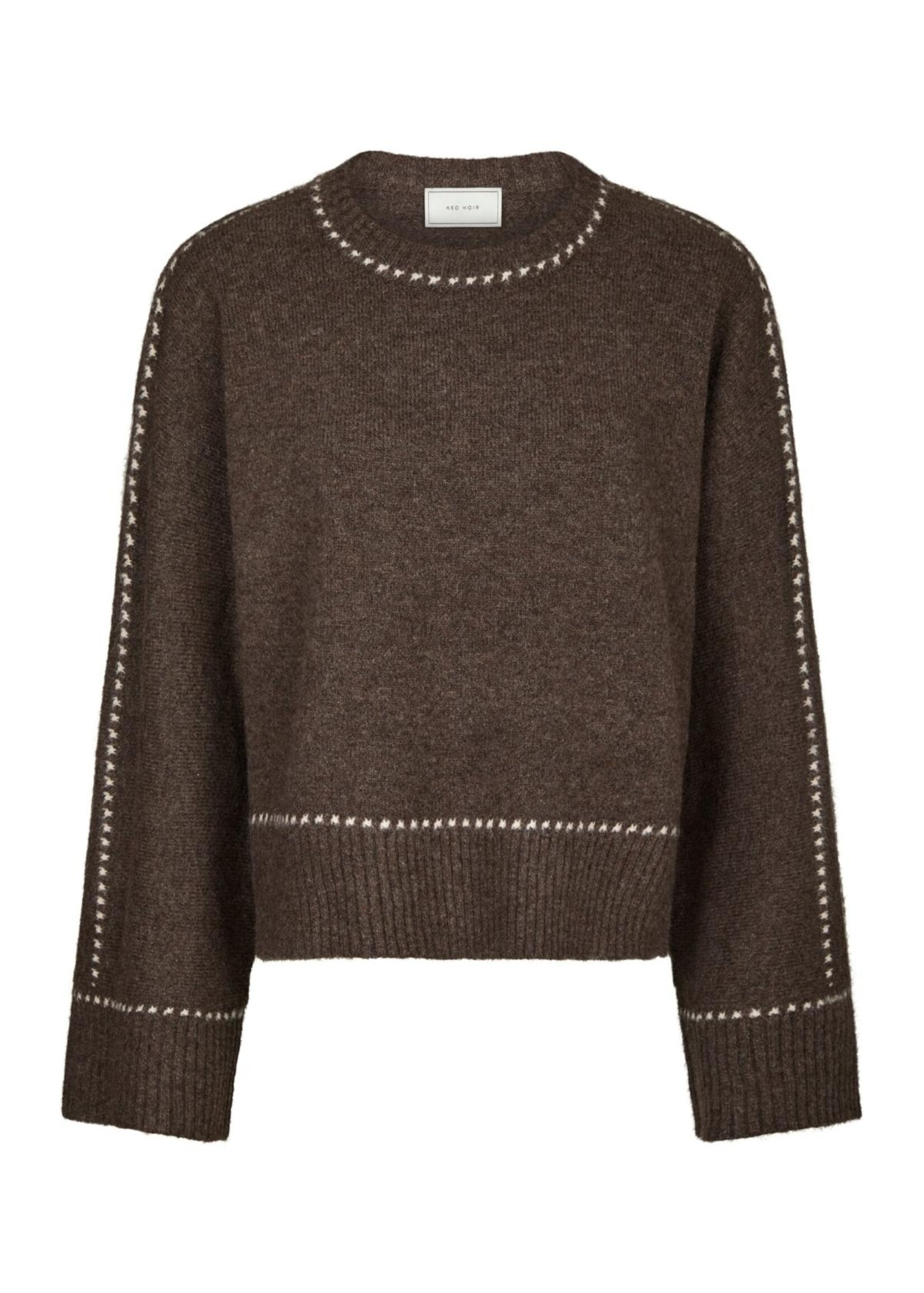 Neo Noir Neo Noir, Roeme Knit Stitch Blouse, Brown melange, Size: