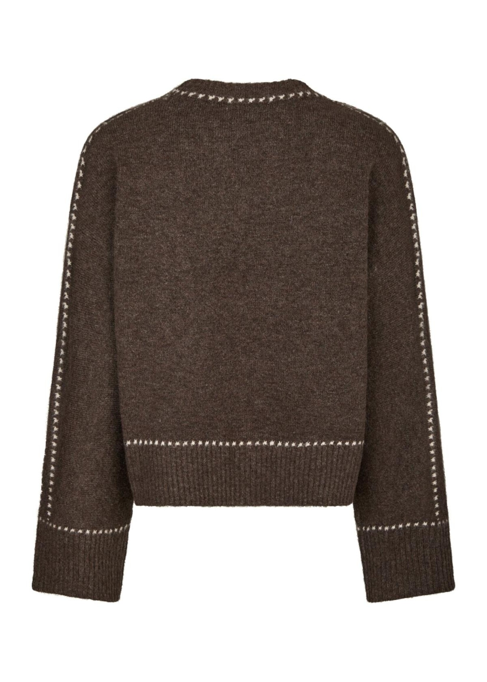 Neo Noir Neo Noir, Roeme Knit Stitch Blouse, Brown melange, Size: