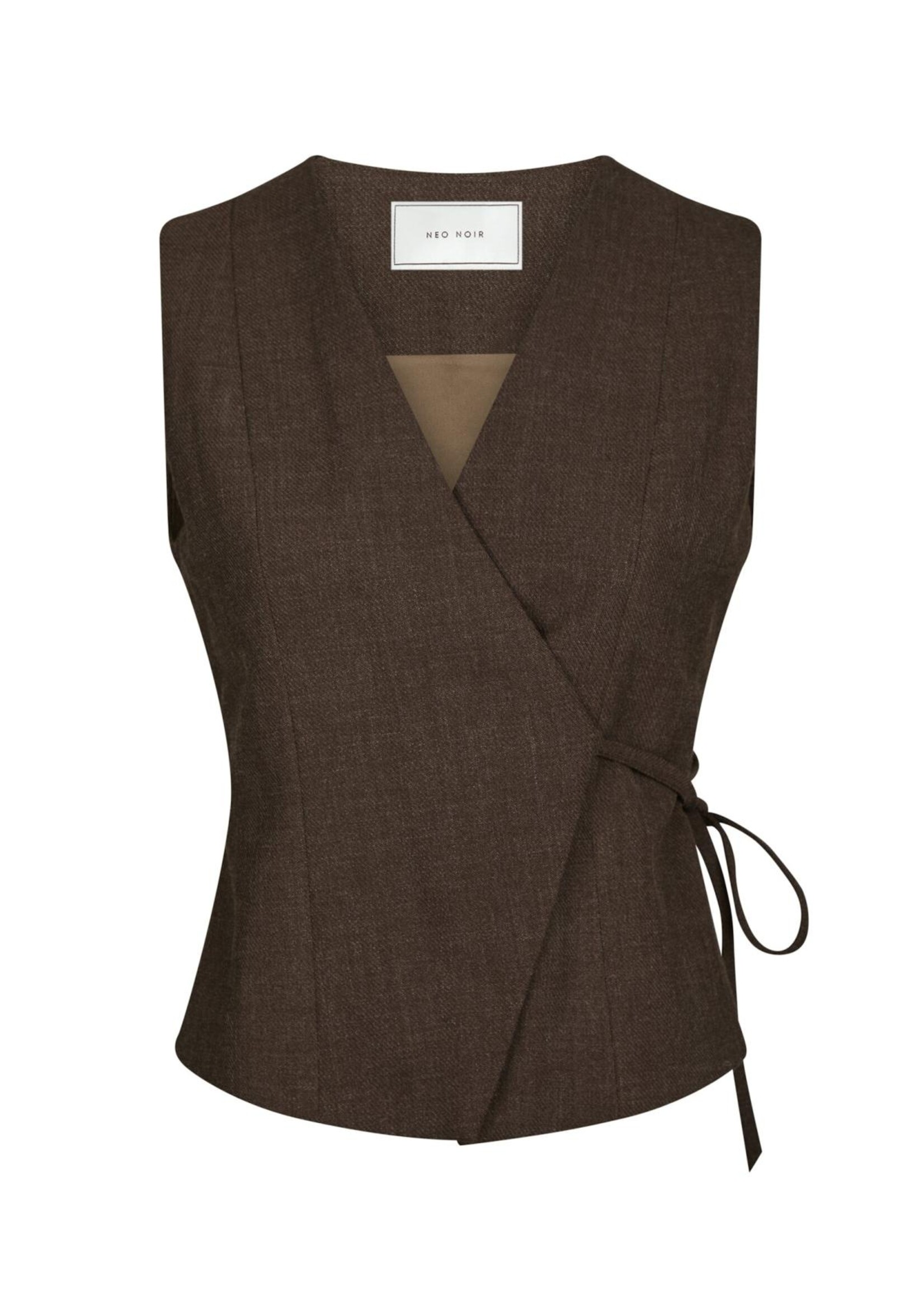 Neo Noir Neo Noir, Samara Melange Waistcoat, Brown Melange, Size:
