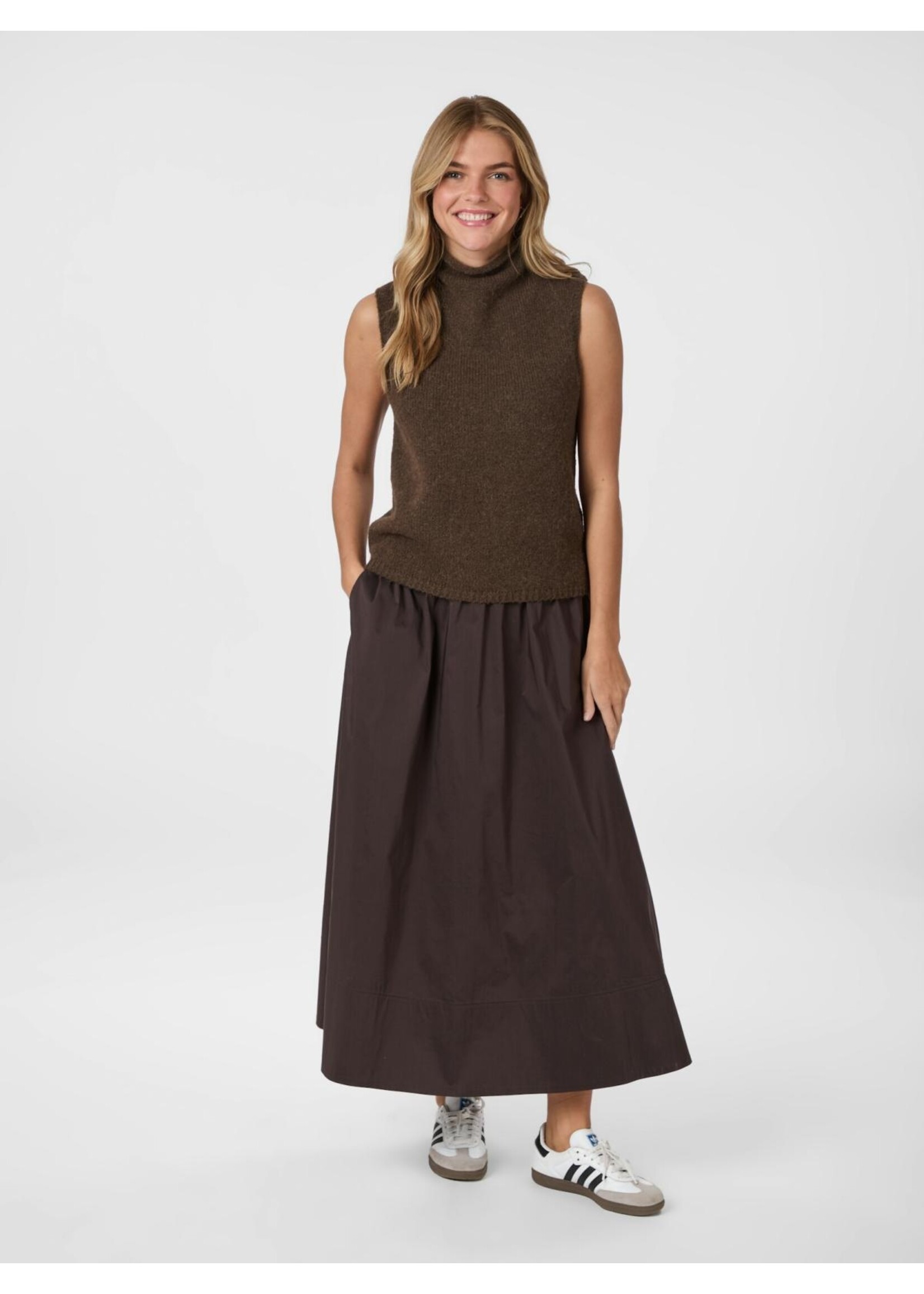 Neo Noir Neo Noir, Odelia Knit Spencer, Brown Melange, Size: