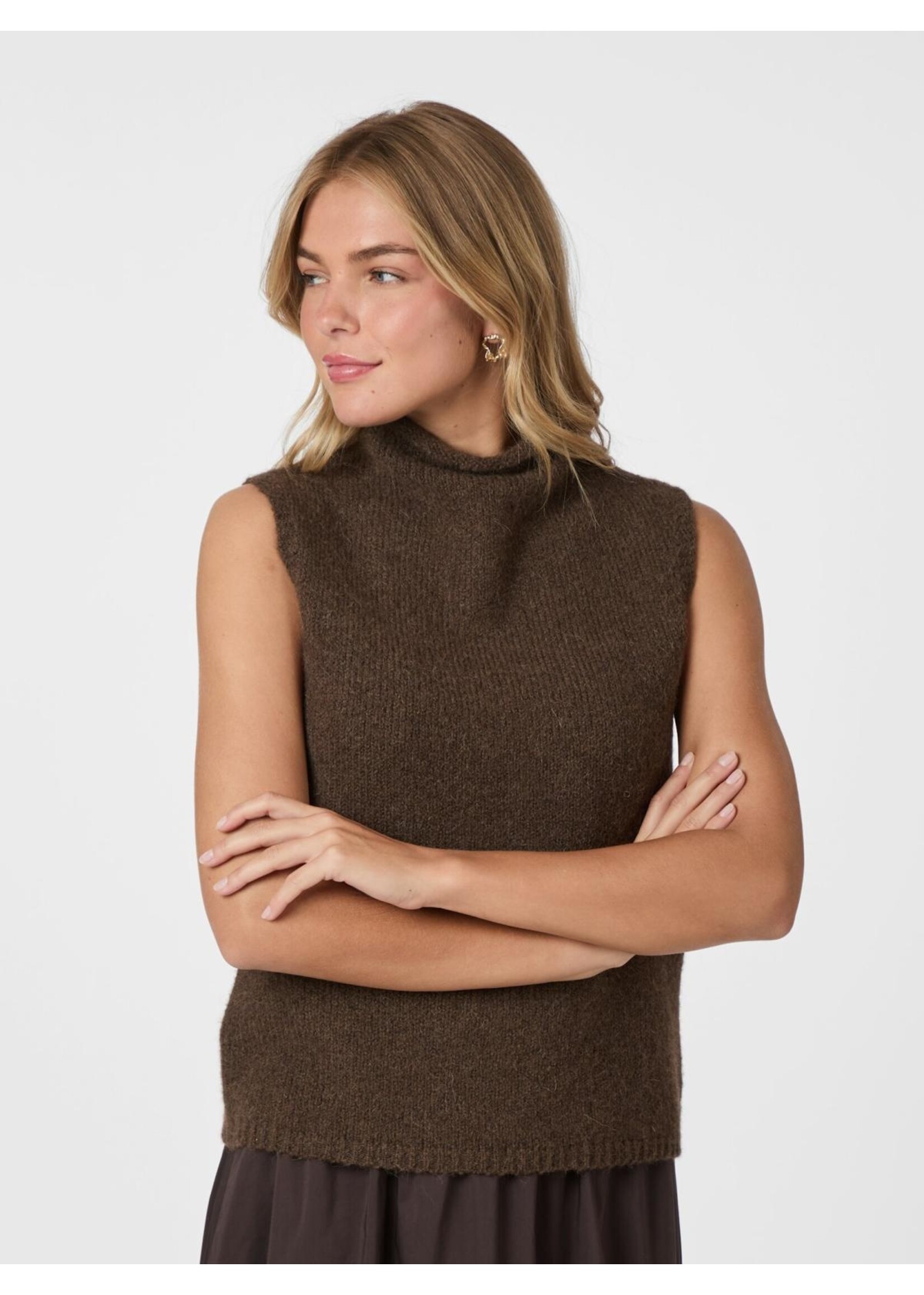 Neo Noir Neo Noir, Odelia Knit Spencer, Brown Melange, Size: