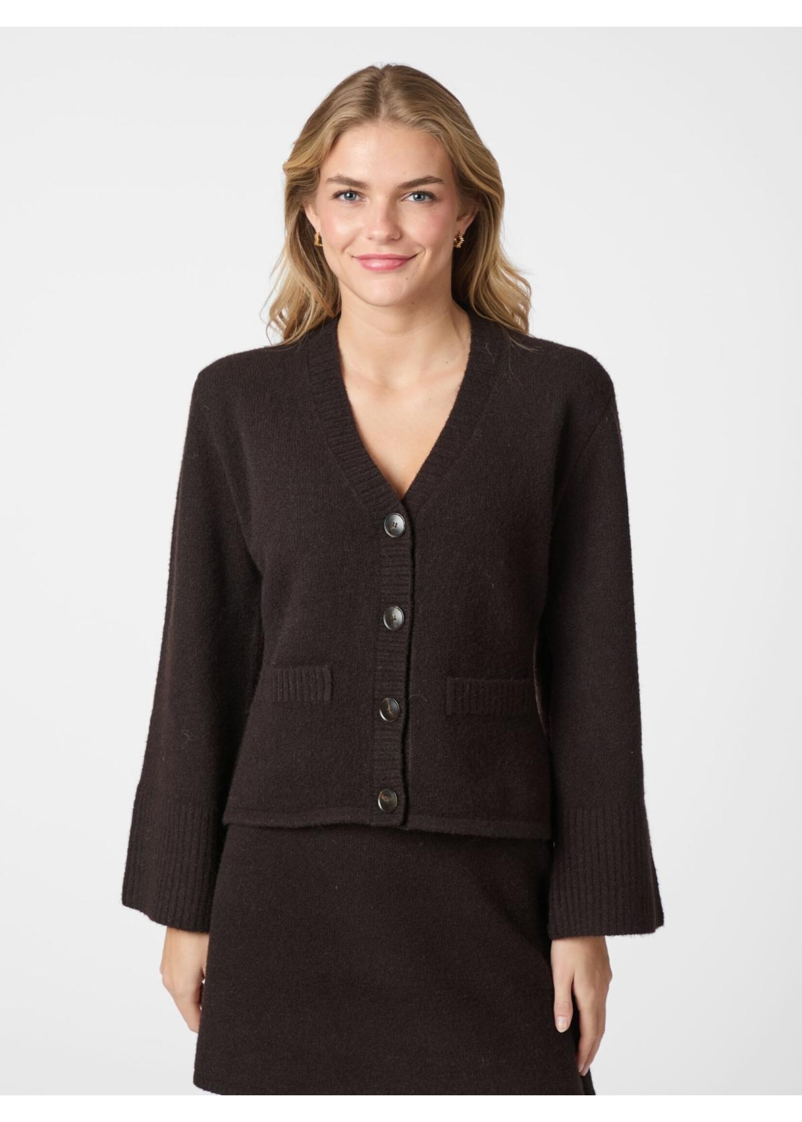 Neo Noir Neo Noir, Pixie Knit Cardigan, Dark brown, Size: