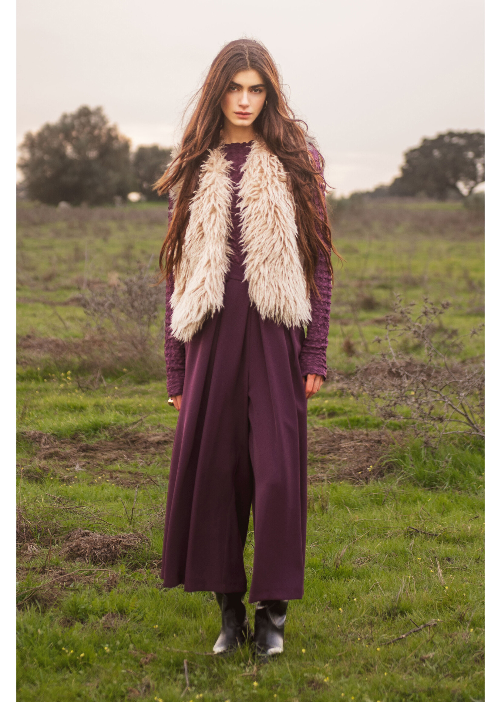 Summum Summum, Gilet Faux fur, Ivory, Size: