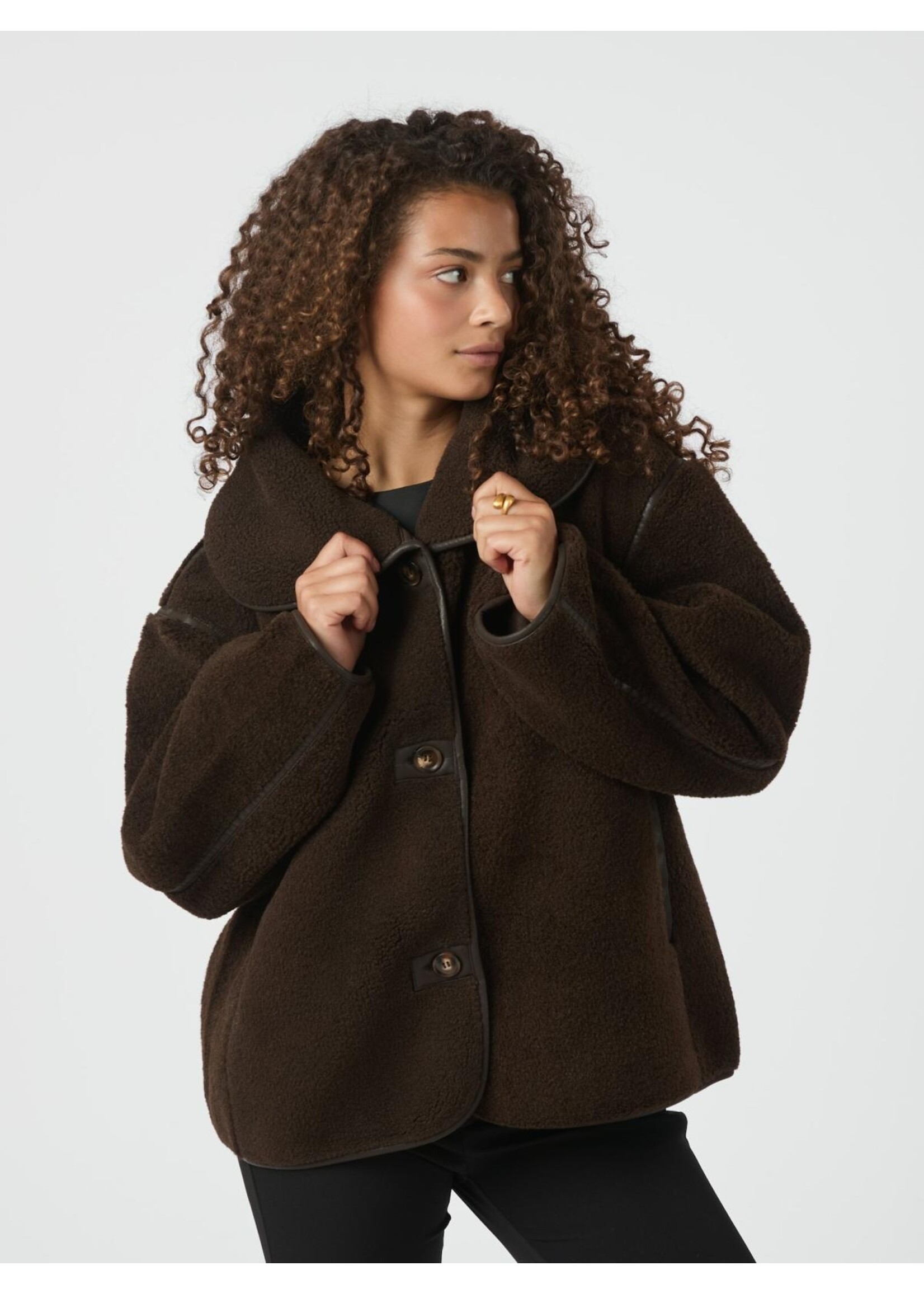 Neo Noir Neo Noir, Edmund Teddy Jacket, Dark Brown, Size: