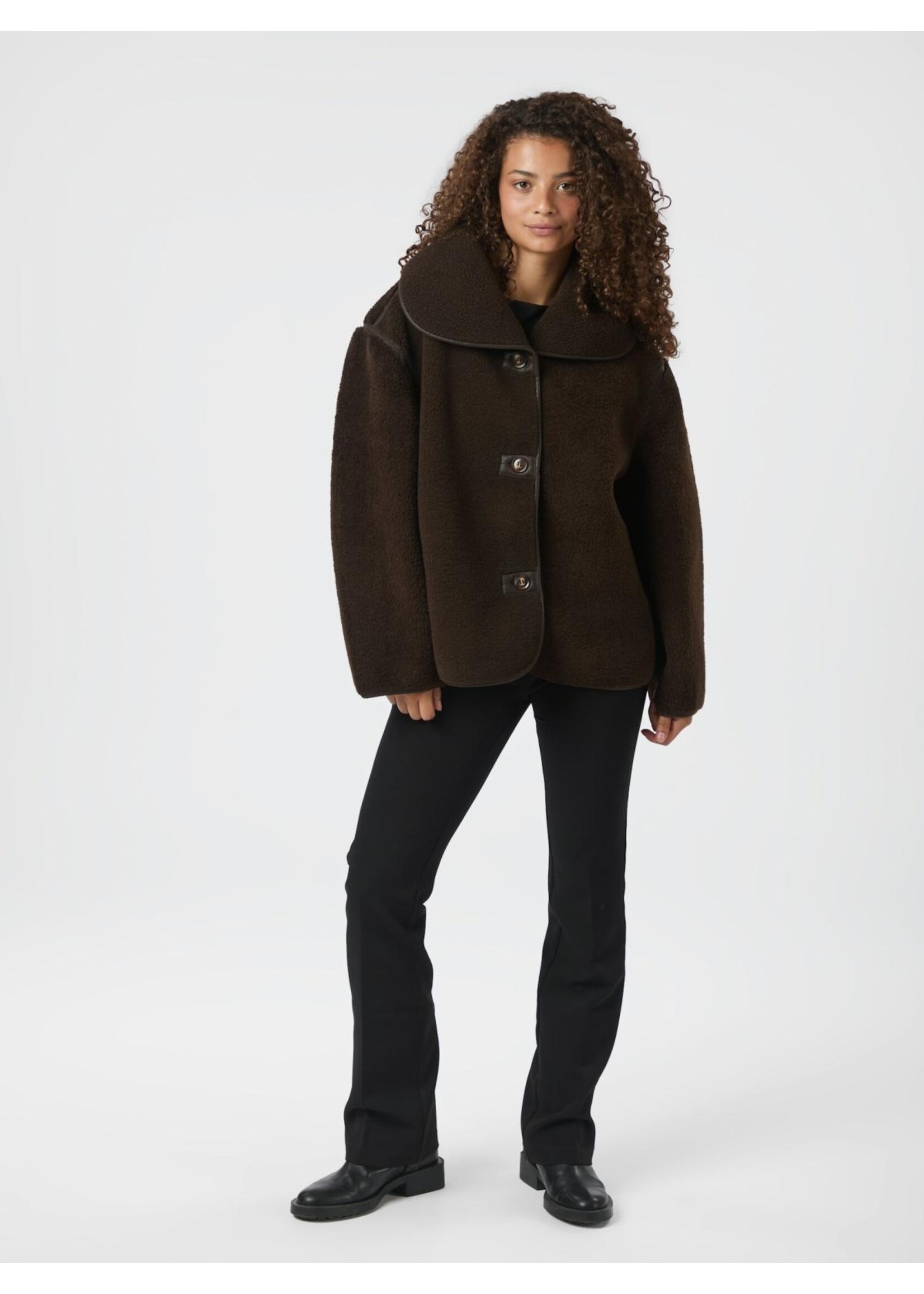 Neo Noir Neo Noir, Edmund Teddy Jacket, Dark Brown, Size: