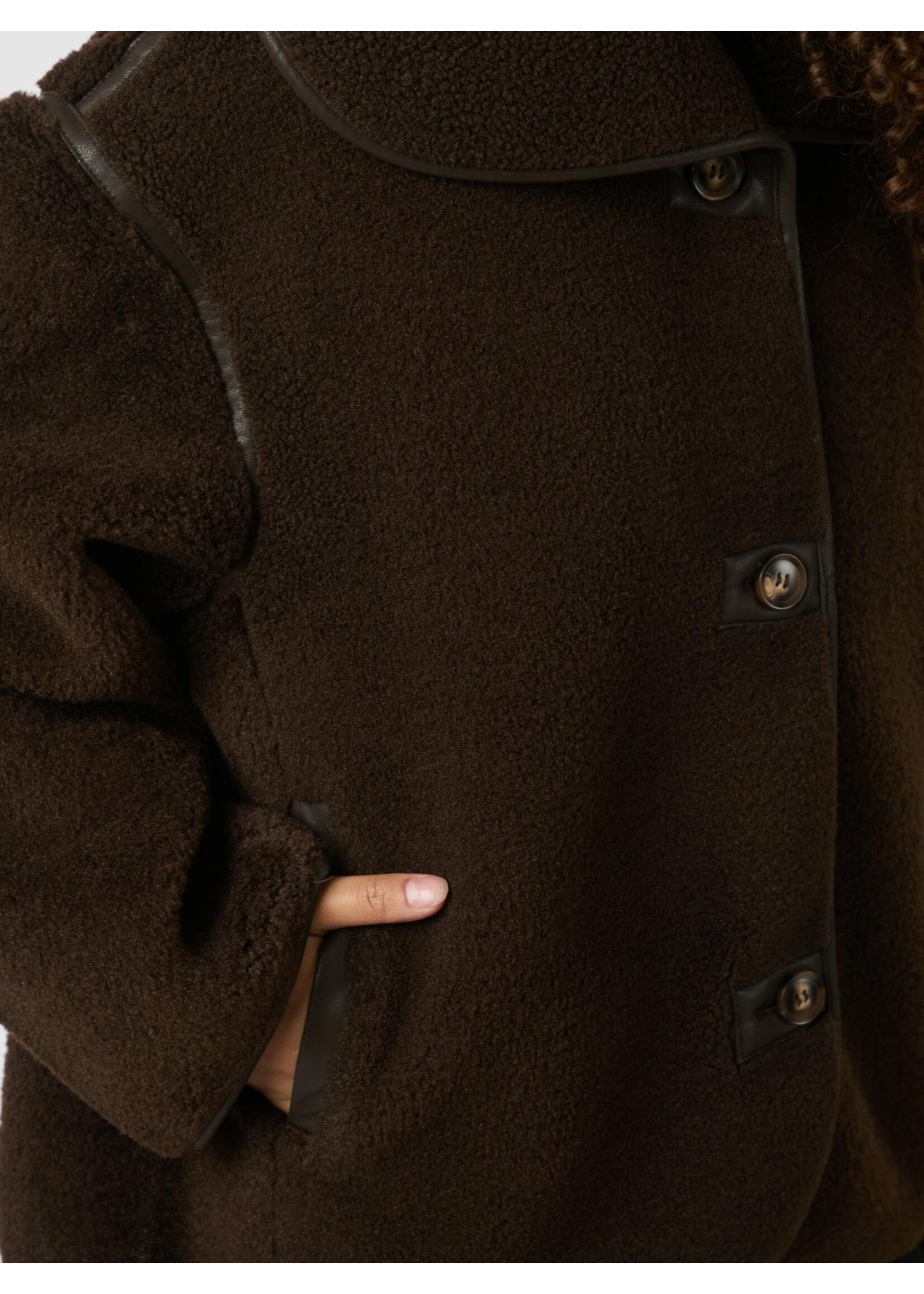 Neo Noir Neo Noir, Edmund Teddy Jacket, Dark Brown, Size: