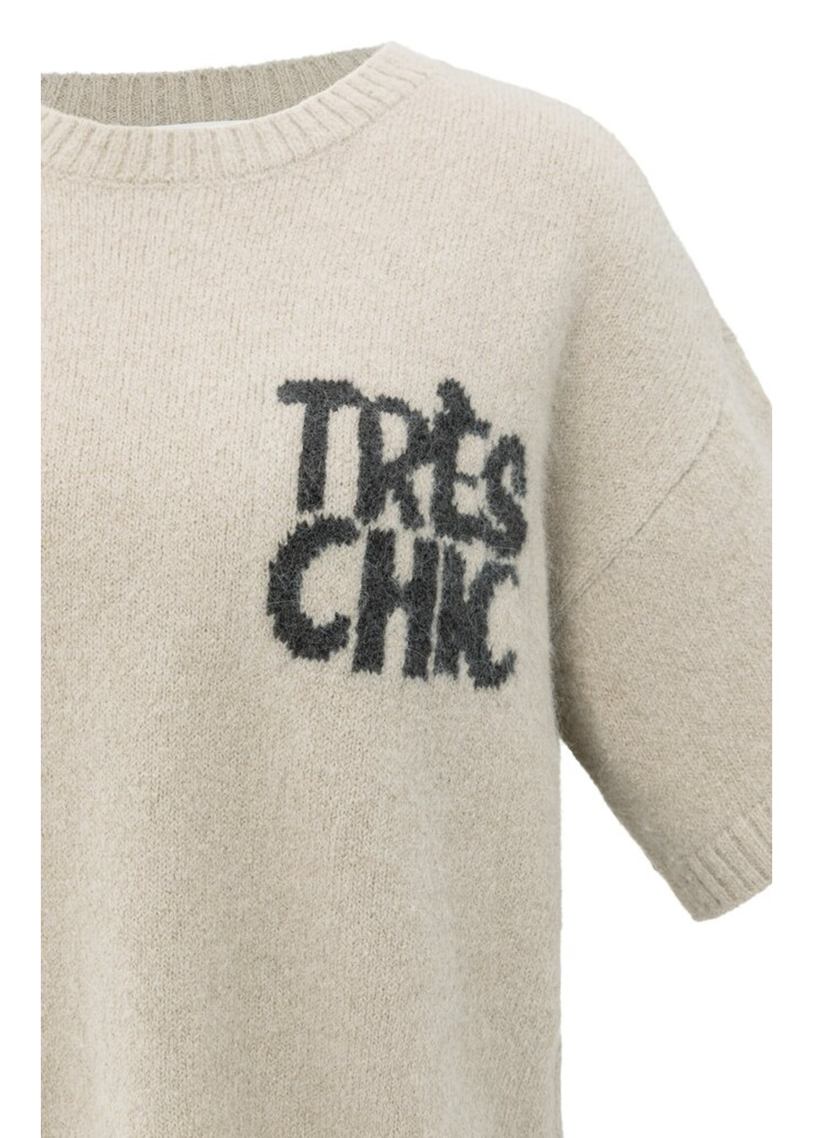 Yaya Yaya, Zachte trui met korte mouwen, Beige melange, Size:
