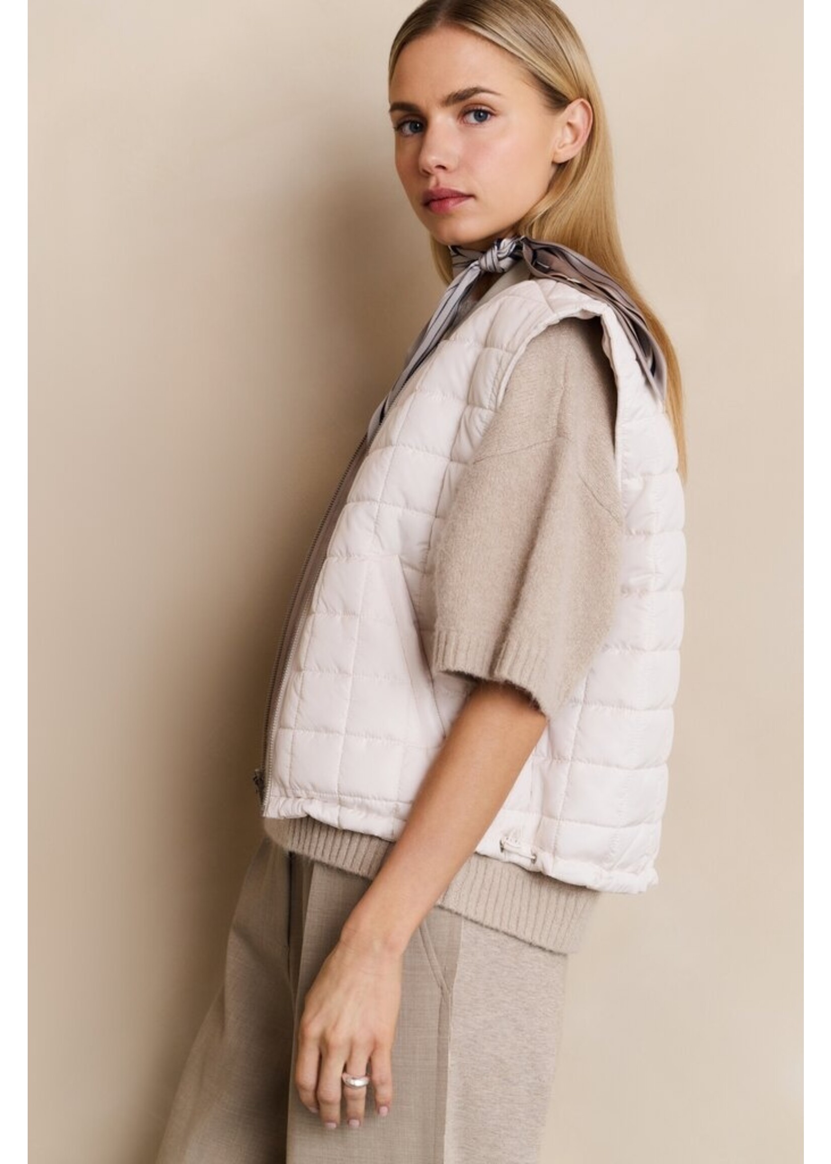 Yaya Yaya, Zachte trui met korte mouwen, Beige melange, Size: