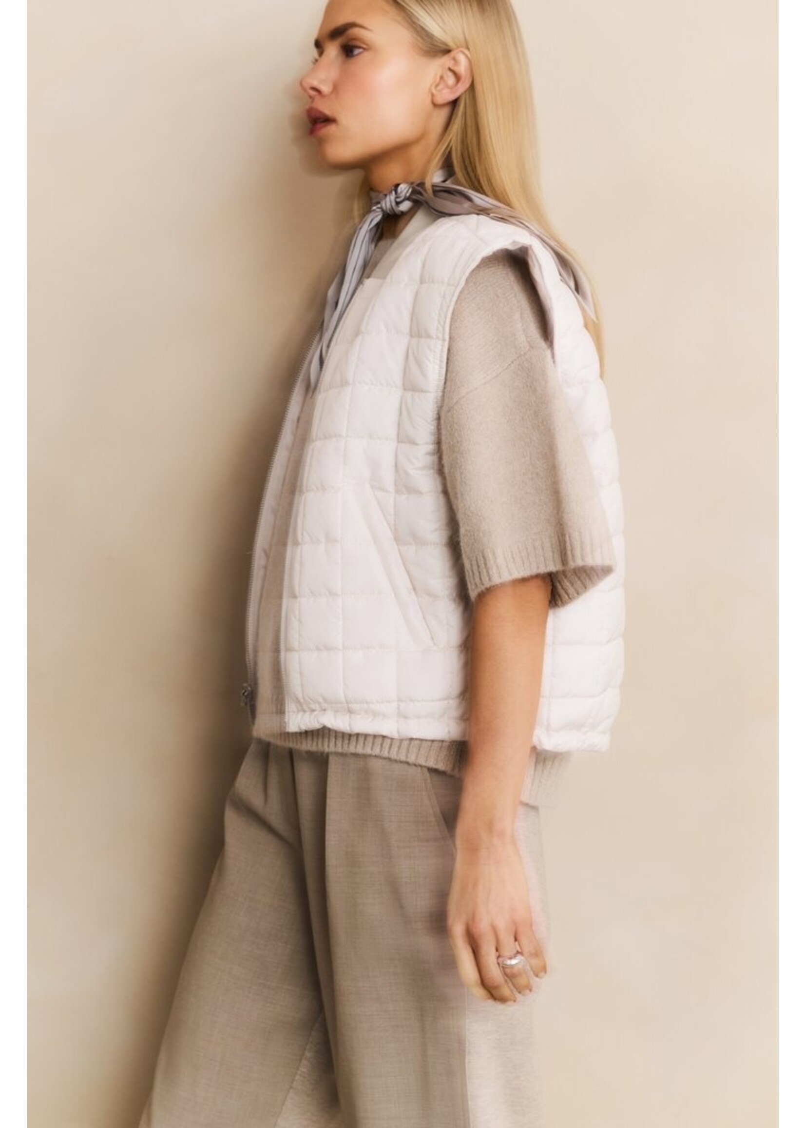 Yaya Yaya, Zachte trui met korte mouwen, Beige melange, Size: