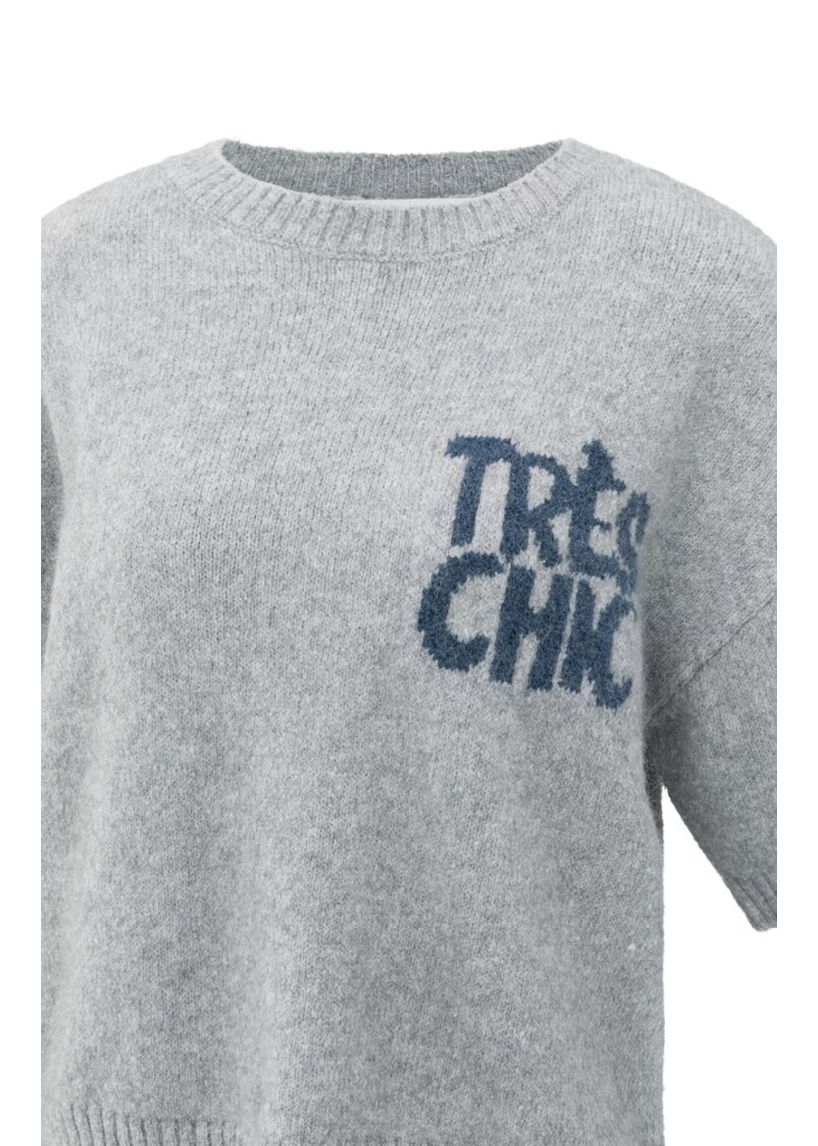 Yaya Yaya, Zachte trui met korte mouwen, Light grey, Size: