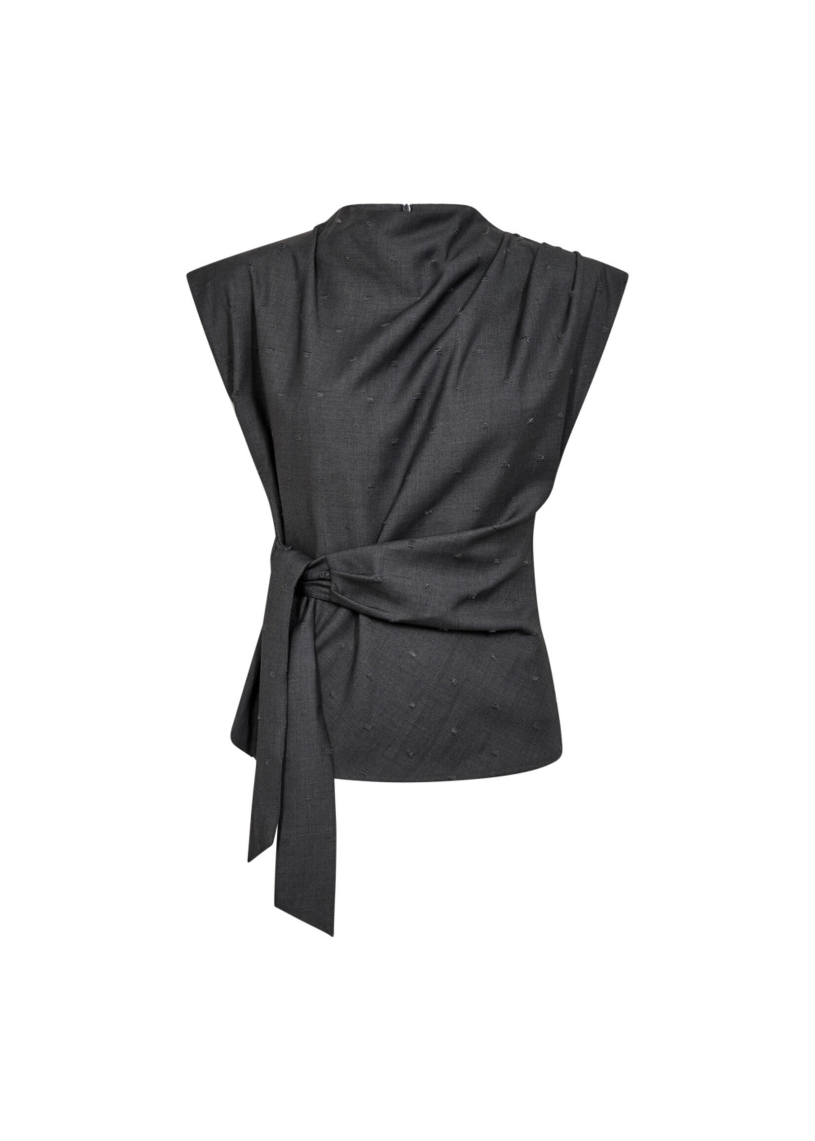 Co Couture Co'couture, SagaCC Pleat Top, Mid grey, Size: