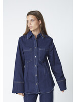 Co Couture Co'Couture, TheoCC Fitted Denim Shirt, Dark Denim, Size: