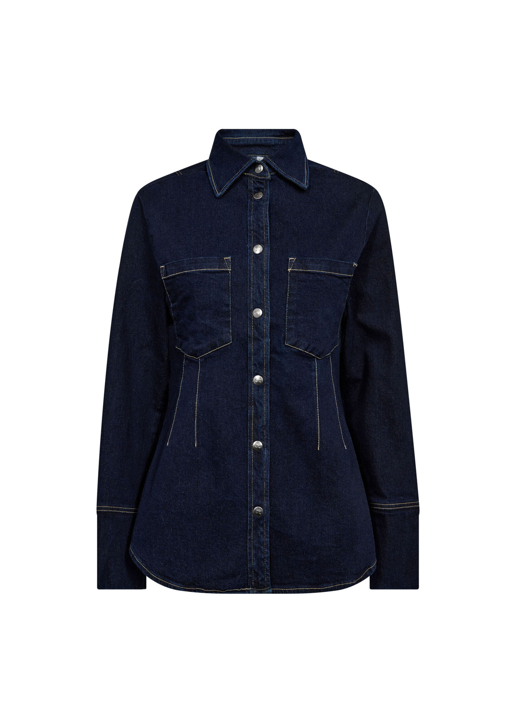 Co Couture Co'Couture, TheoCC Fitted Denim Shirt, Dark Denim, Size: