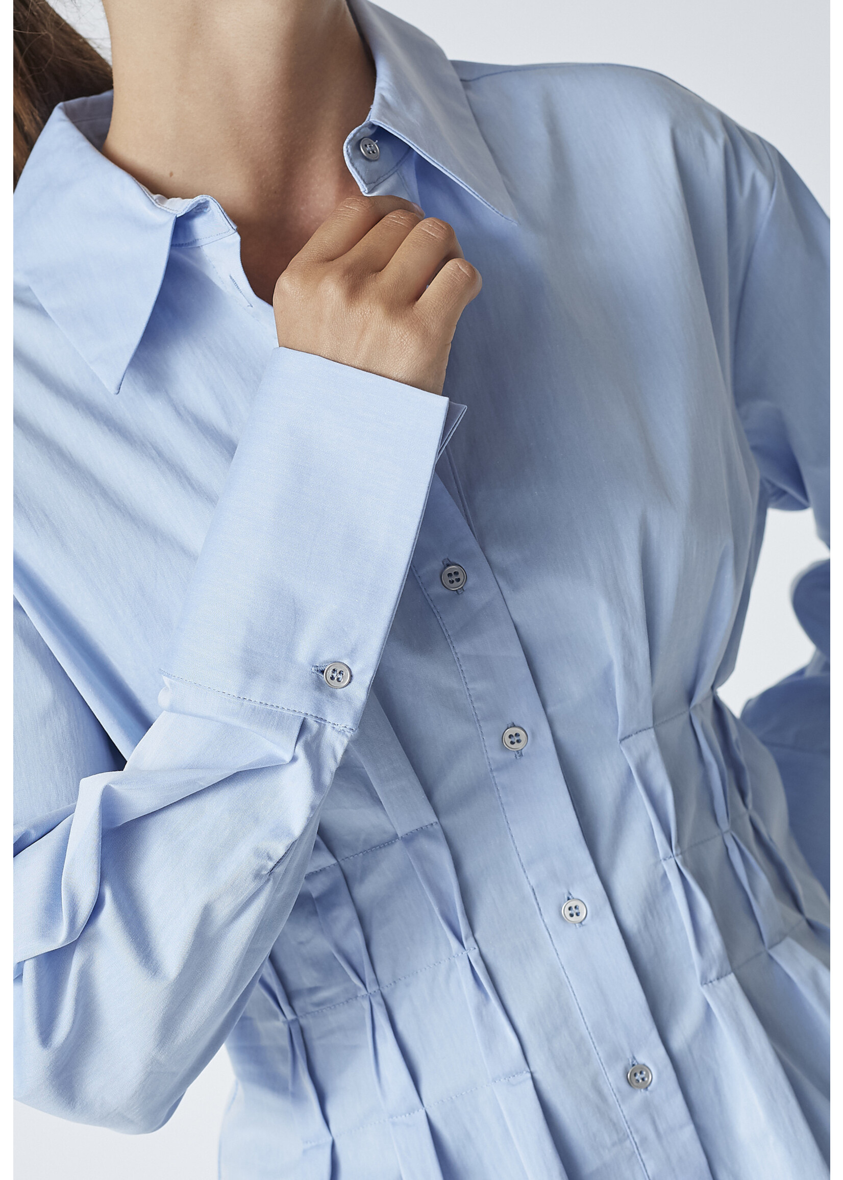 Co Couture Co'couture, PoppyCC Pleat Waist Shirt, Pale Blue, Size: