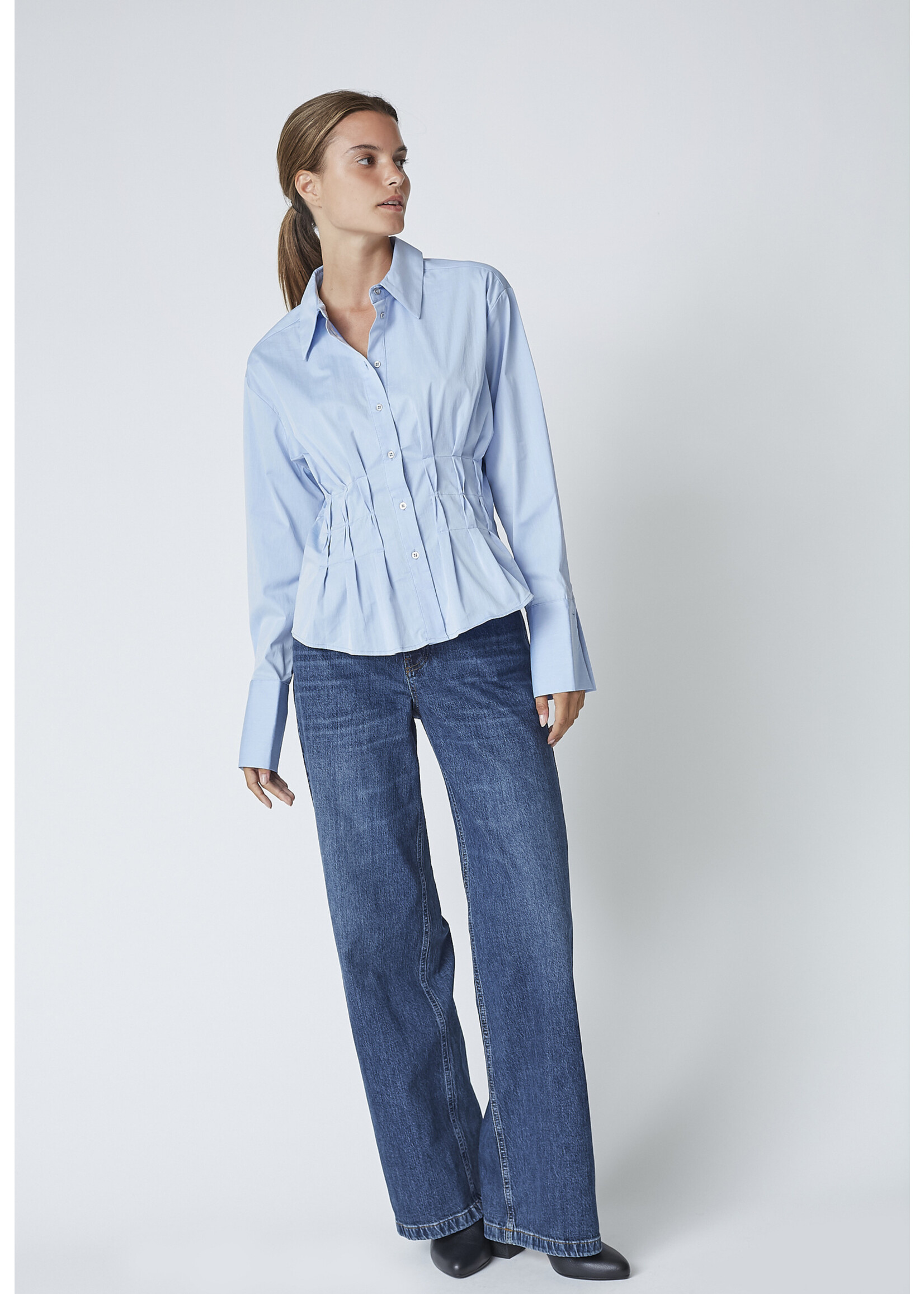 Co Couture Co'couture, PoppyCC Pleat Waist Shirt, Pale Blue, Size: