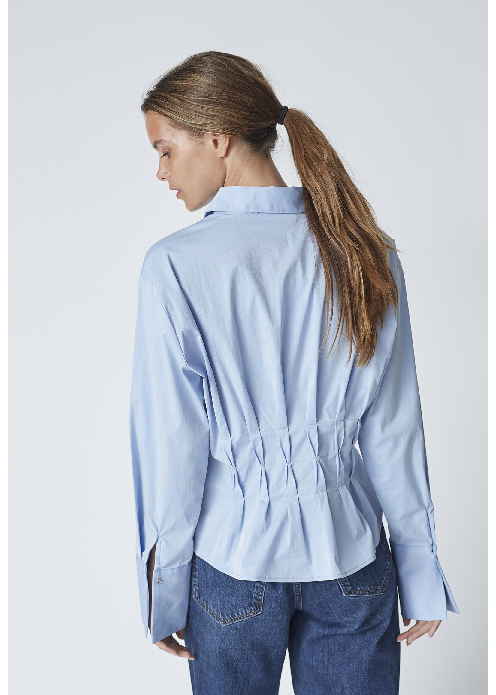 Co Couture Co'couture, PoppyCC Pleat Waist Shirt, Pale Blue, Size: