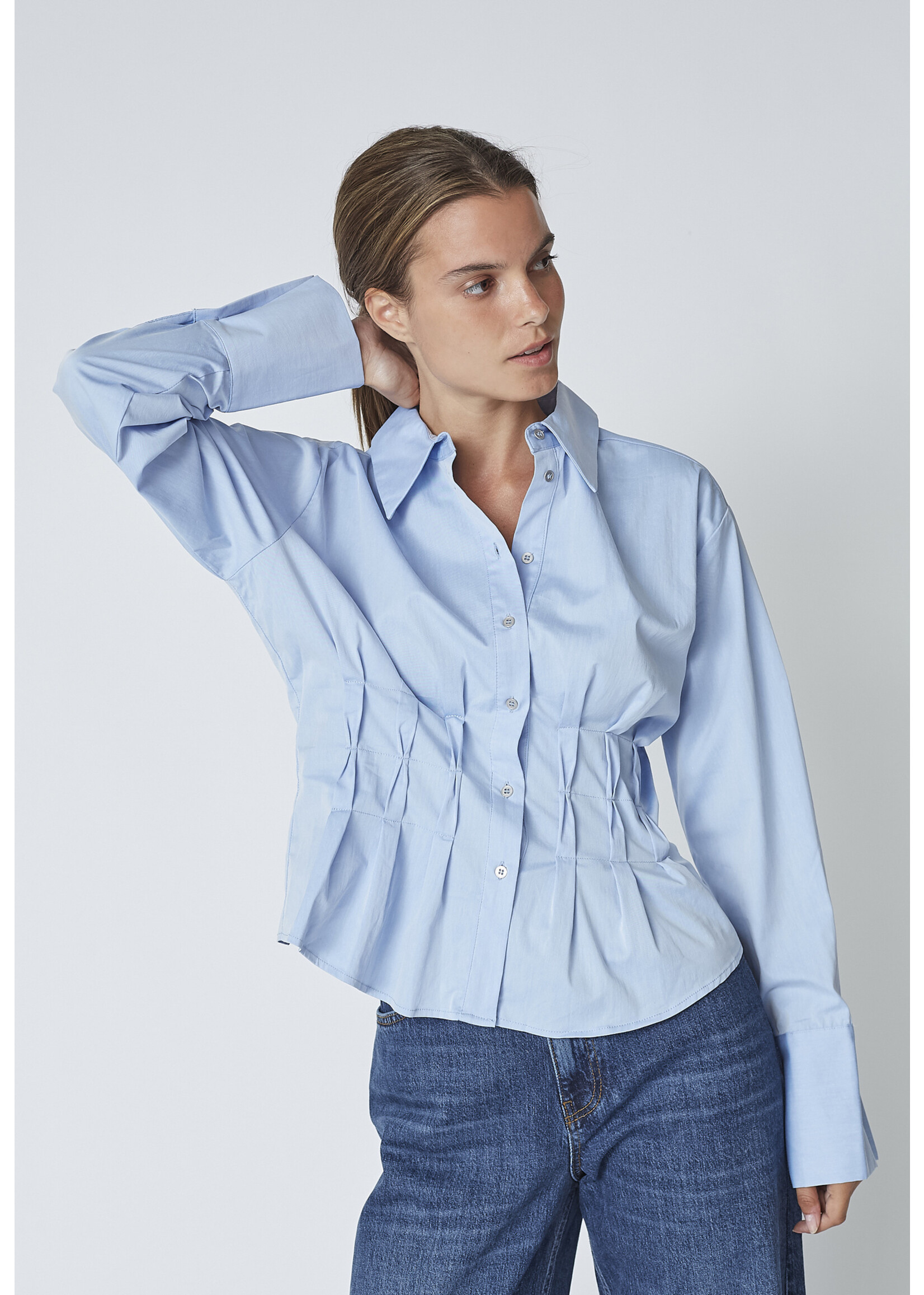 Co Couture Co'couture, PoppyCC Pleat Waist Shirt, Pale Blue, Size: