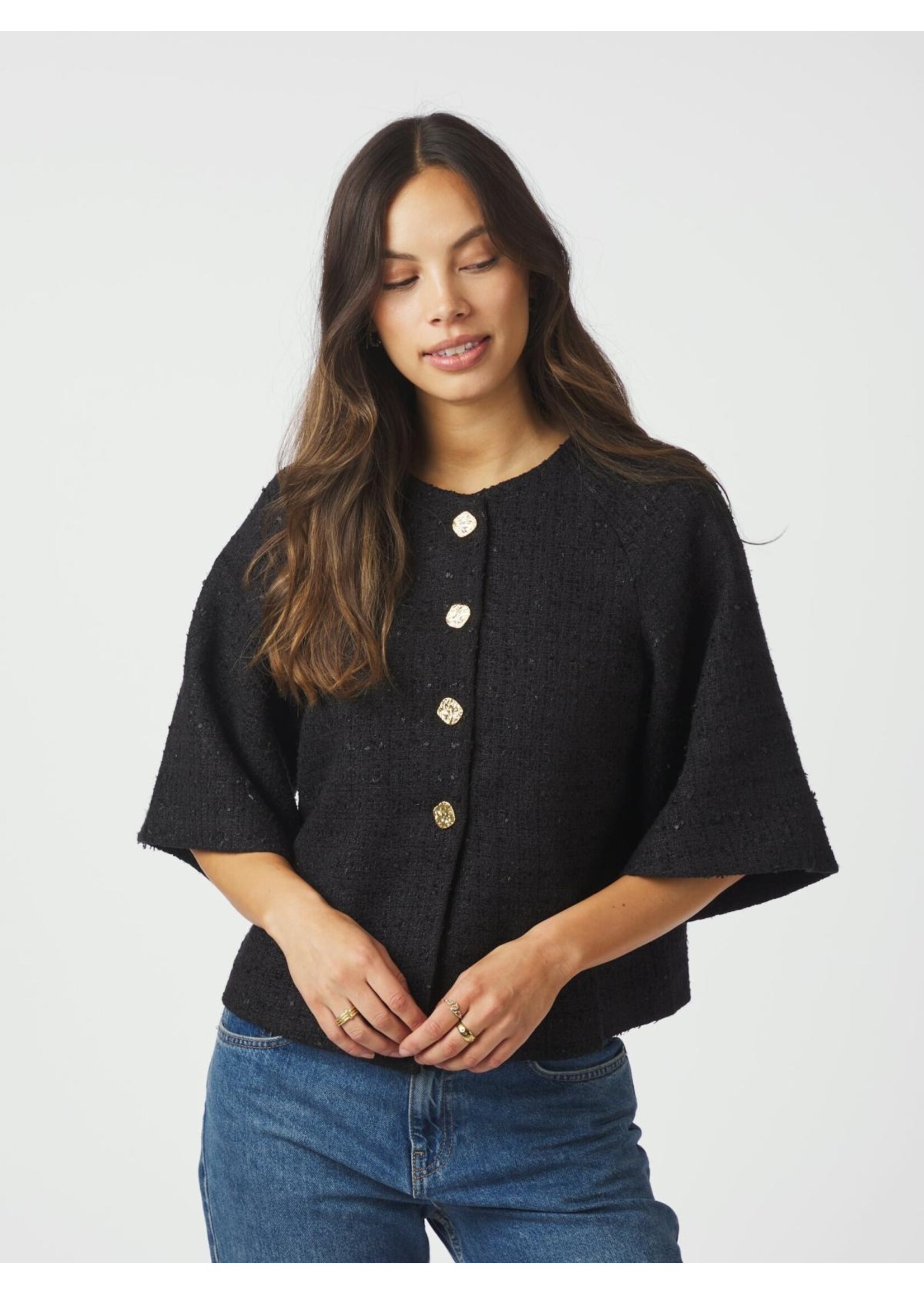 Neo Noir Neo Noir, Rosella Boucle Mini Jacket, Black, Size: