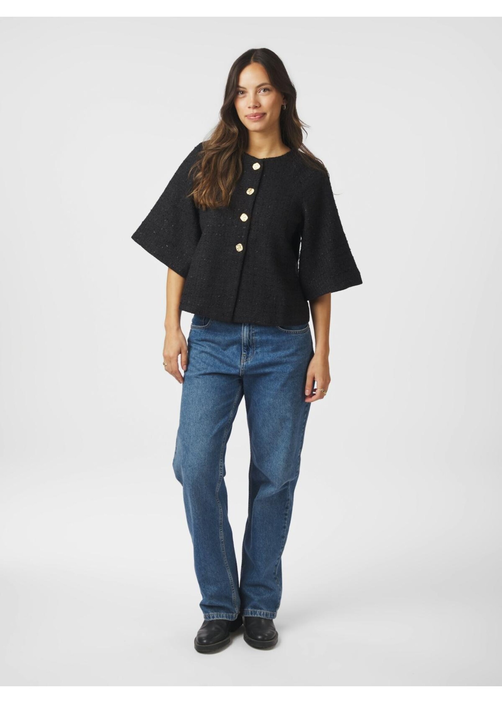 Neo Noir Neo Noir, Rosella Boucle Mini Jacket, Black, Size: