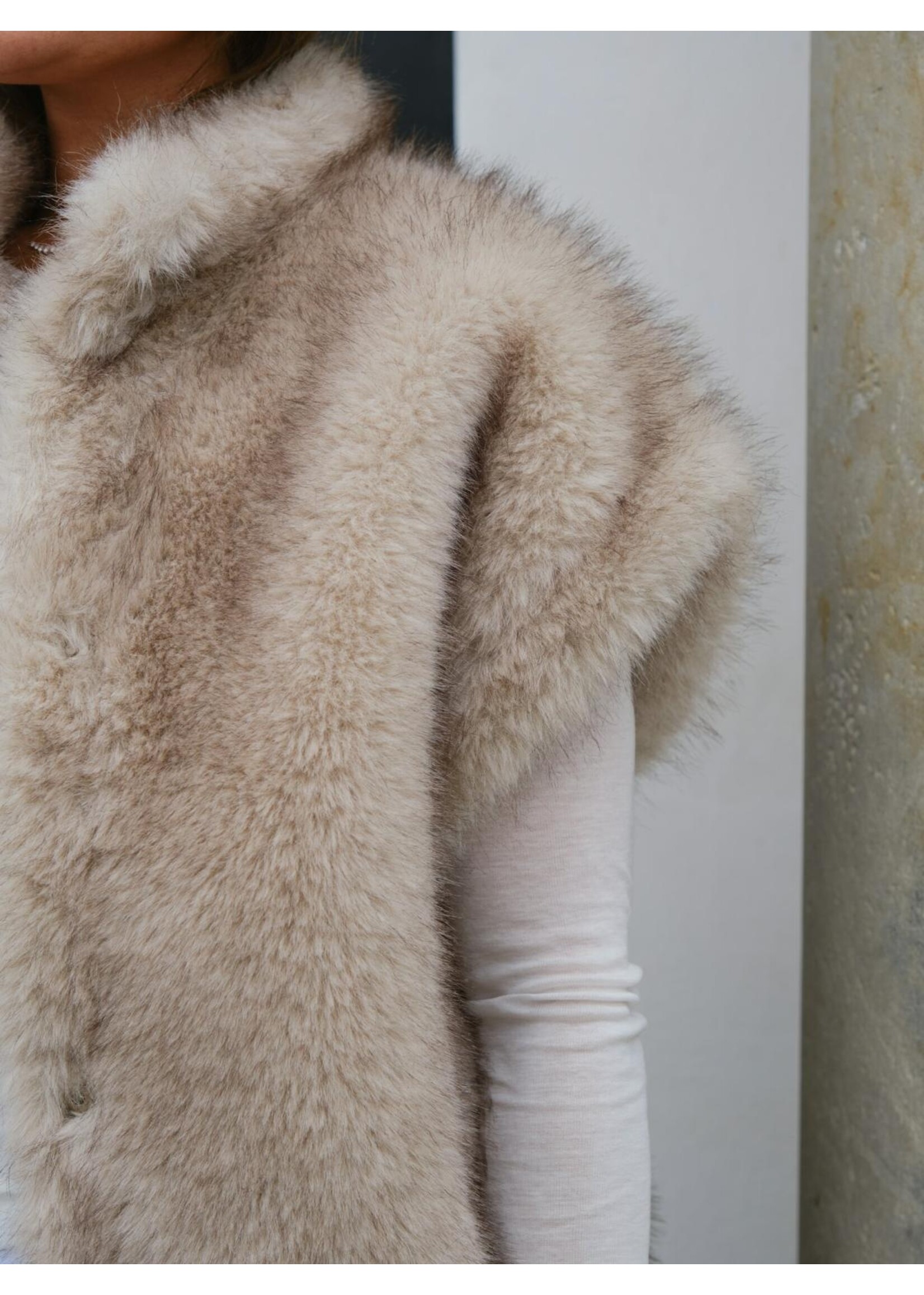 Neo Noir, Kevini Faux Fur Vest, Size: