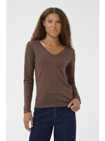 Saint Tropez Saint Tropez, MilaSZ LS V-Neck Pullover,  Fondue Fudge, Size: