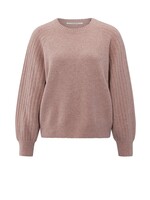 Yaya Yaya, Trui met ribgebreide mouwen en ronde hals, Blush pink, Size: