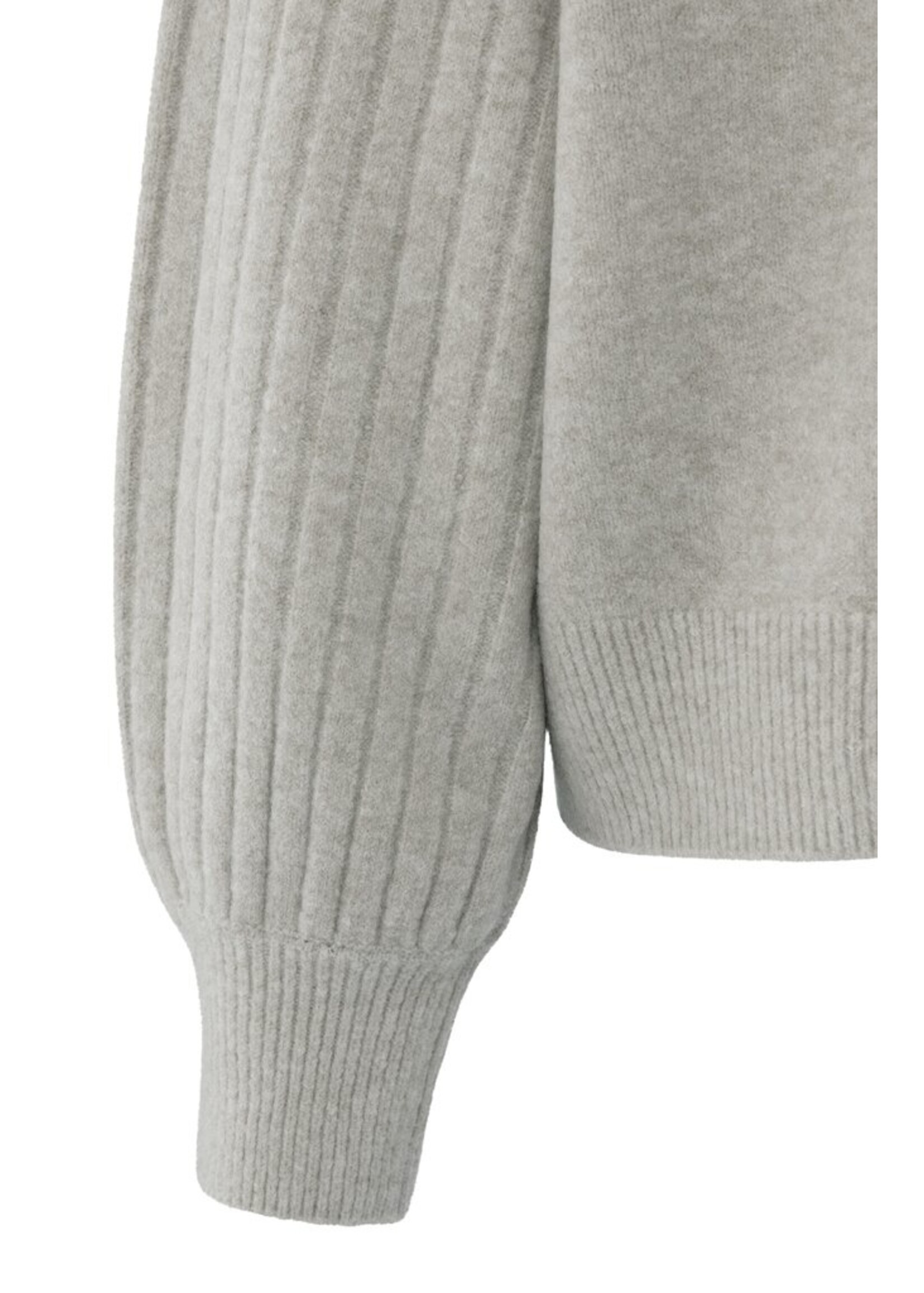 Yaya Yaya, Trui met ribgebreide mouwen en ronde hals, Brownish, Size: