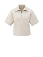 Yaya Yaya, Sweater met korte mouwen en halve rits, Chalk white, Size: