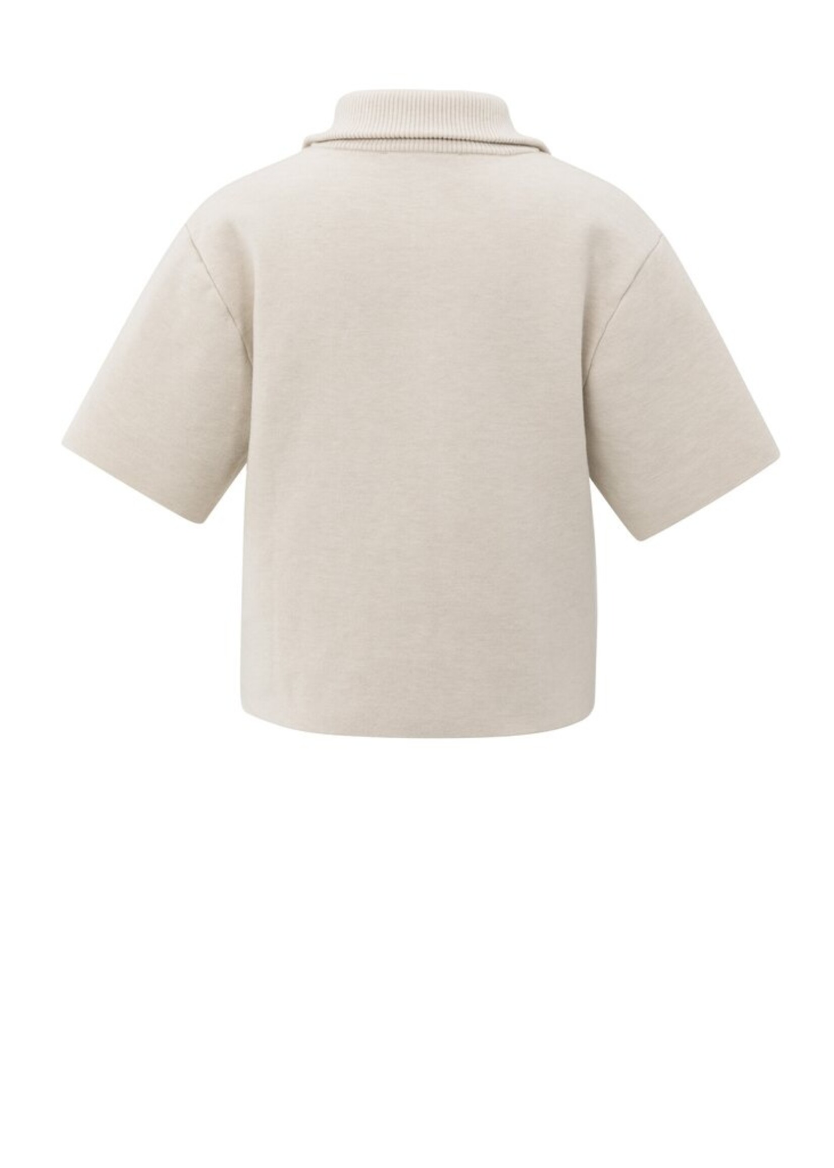 Yaya Yaya, Sweater met korte mouwen en halve rits, Chalk white, Size: