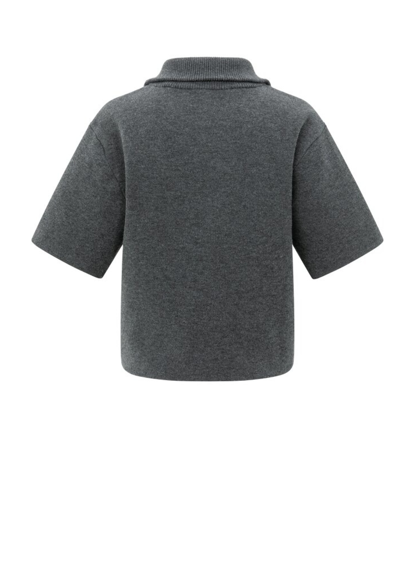 Yaya Yaya, Sweater met korte mouwen en halve rits, Antraciet, Size: