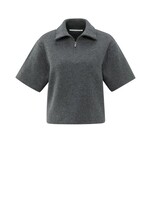 Yaya Yaya, Sweater met korte mouwen en halve rits, Antraciet, Size: