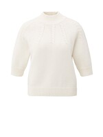 Yaya Yaya, Grofgebreide trui met kabelpatroon, Off white, Size:
