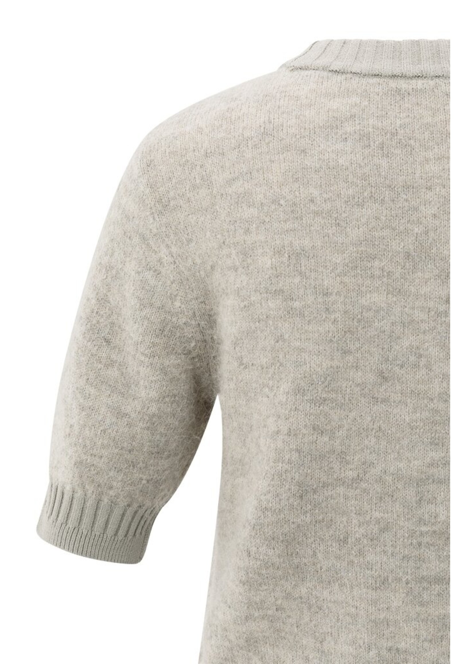 Yaya Yaya, Gebreide trui met korte mouwen en dubbele ribdetails, Brownish, Size: