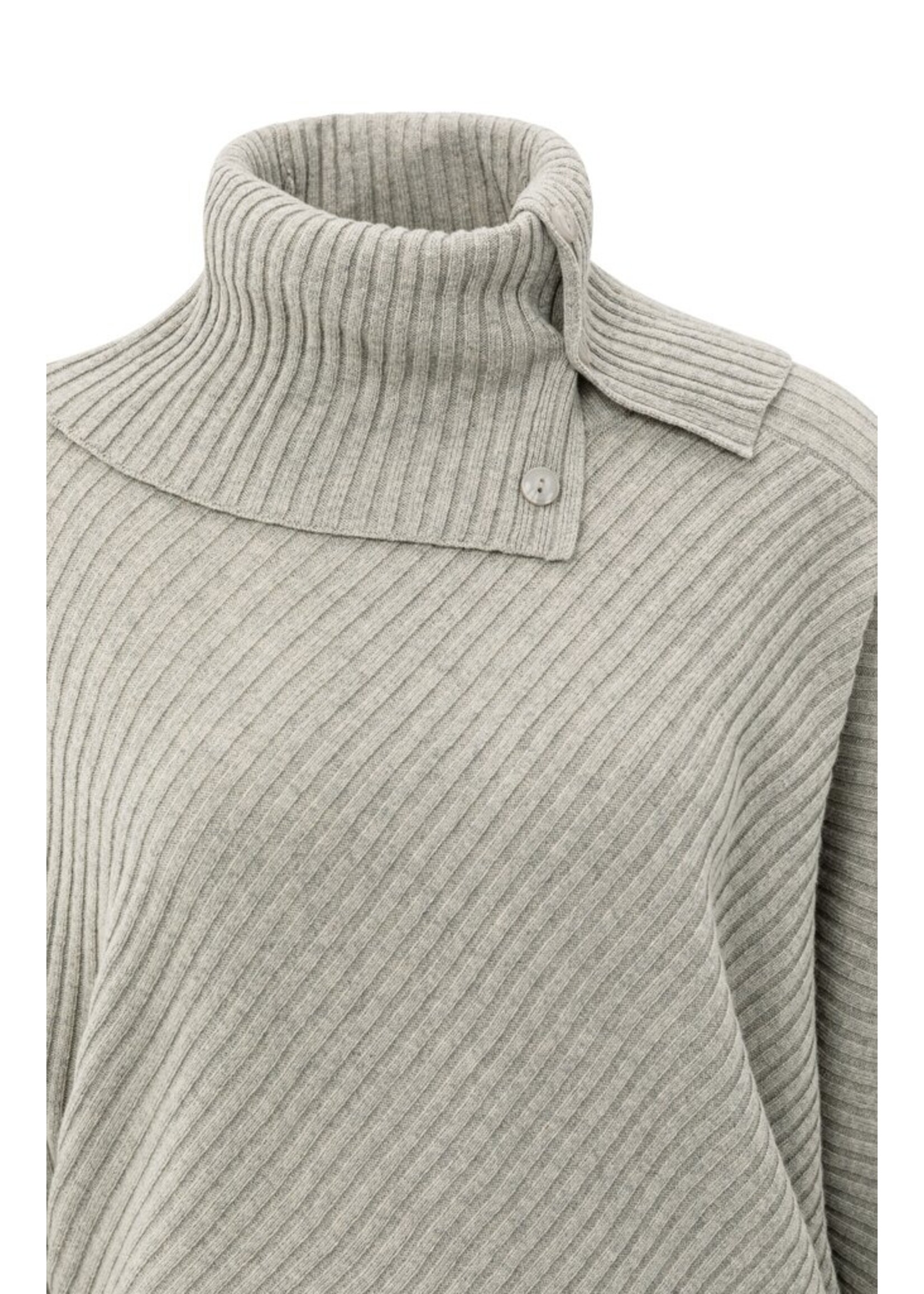 Yaya Yaya, Trui met vleermuismouwen en hoge kraag, Brownisch, Size: