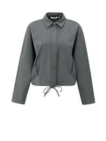 Yaya Yaya, Blouse-jas met tailleplooien en striksluiting, Antraciet, Size: