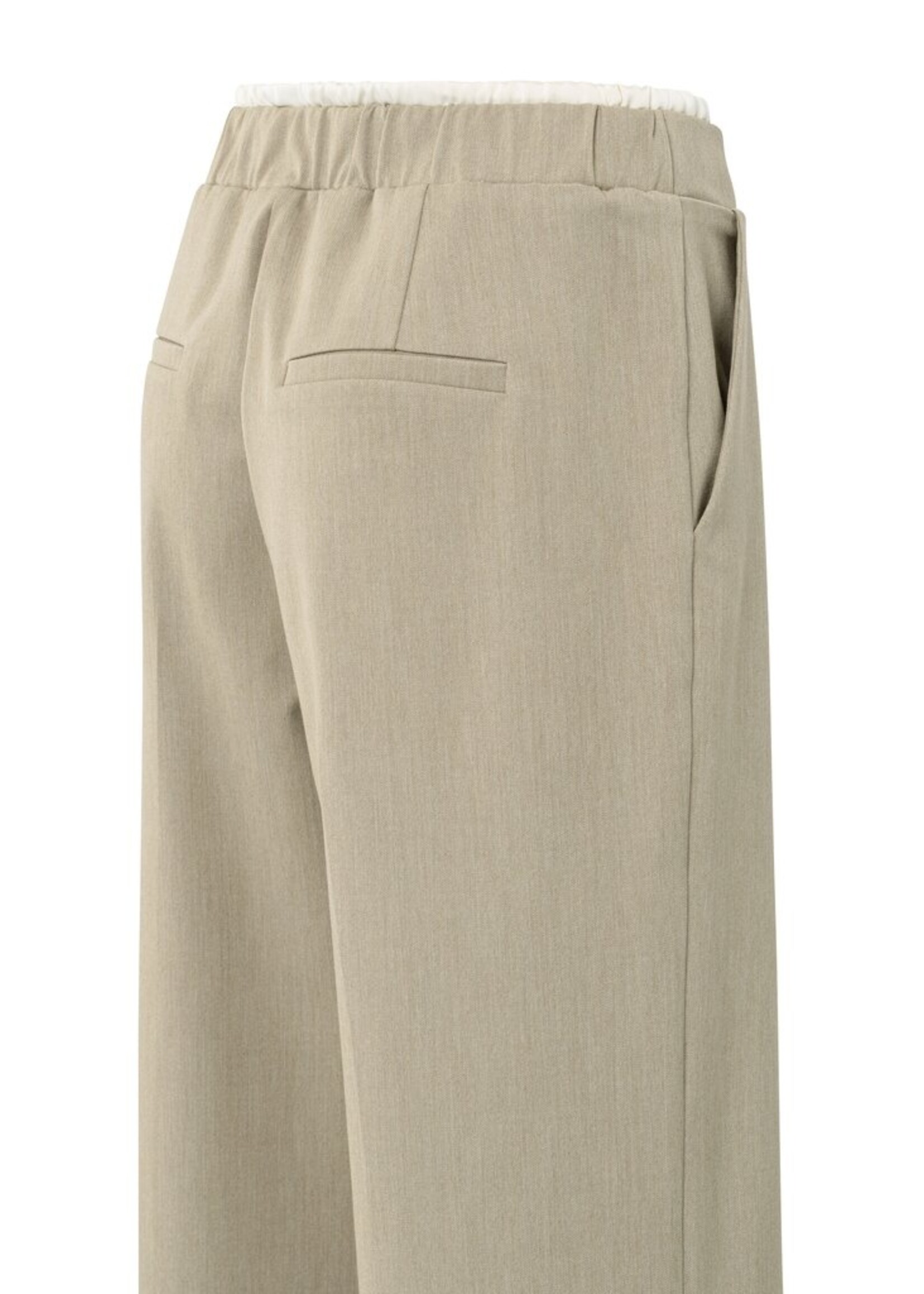 Yaya Yaya, Geweven broek met wijde pijpen, Sand beige melange, Size: