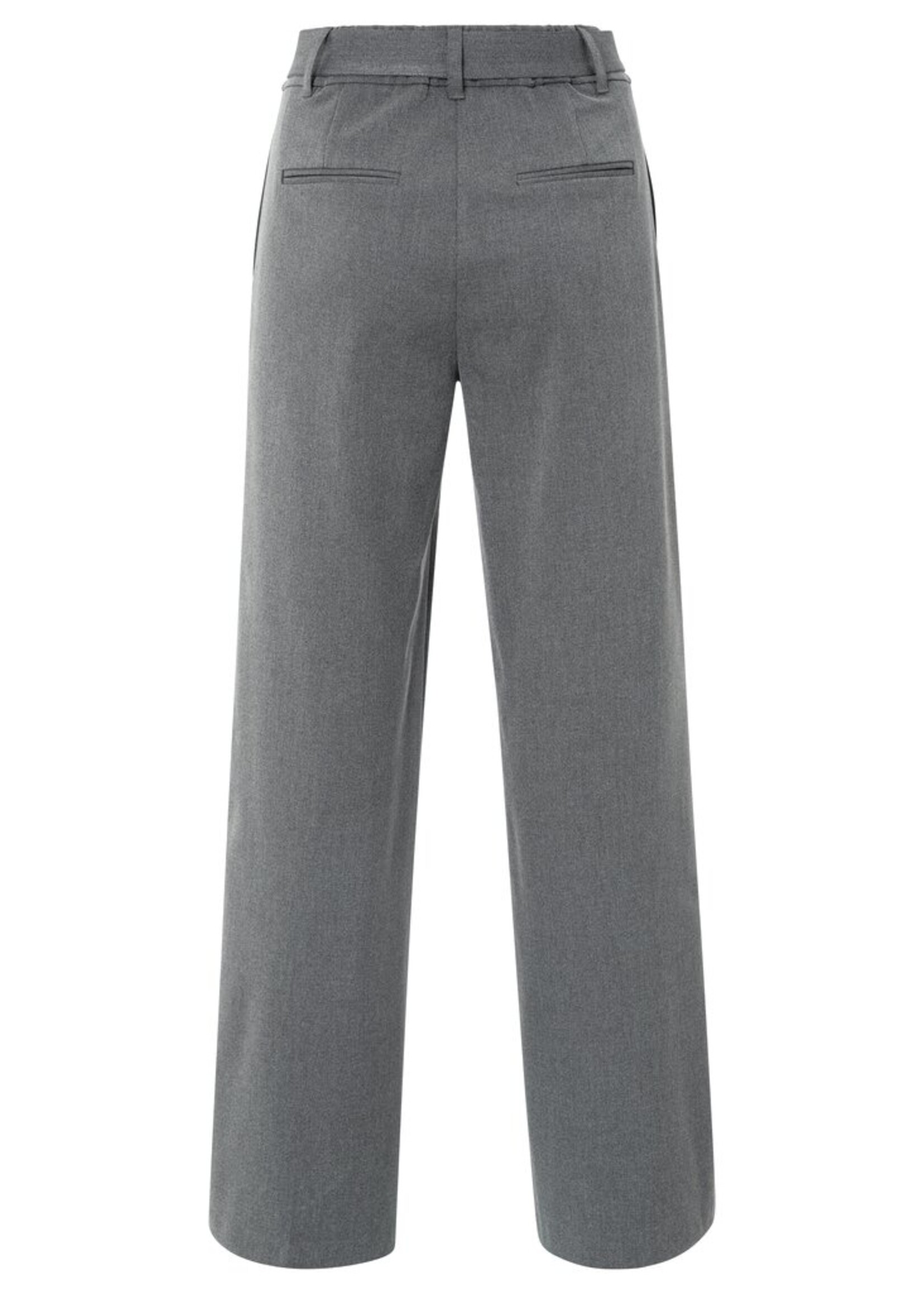 Yaya Yaya, Geweven broek met wijde pijpen en ceintuur, Antraciet, Size: