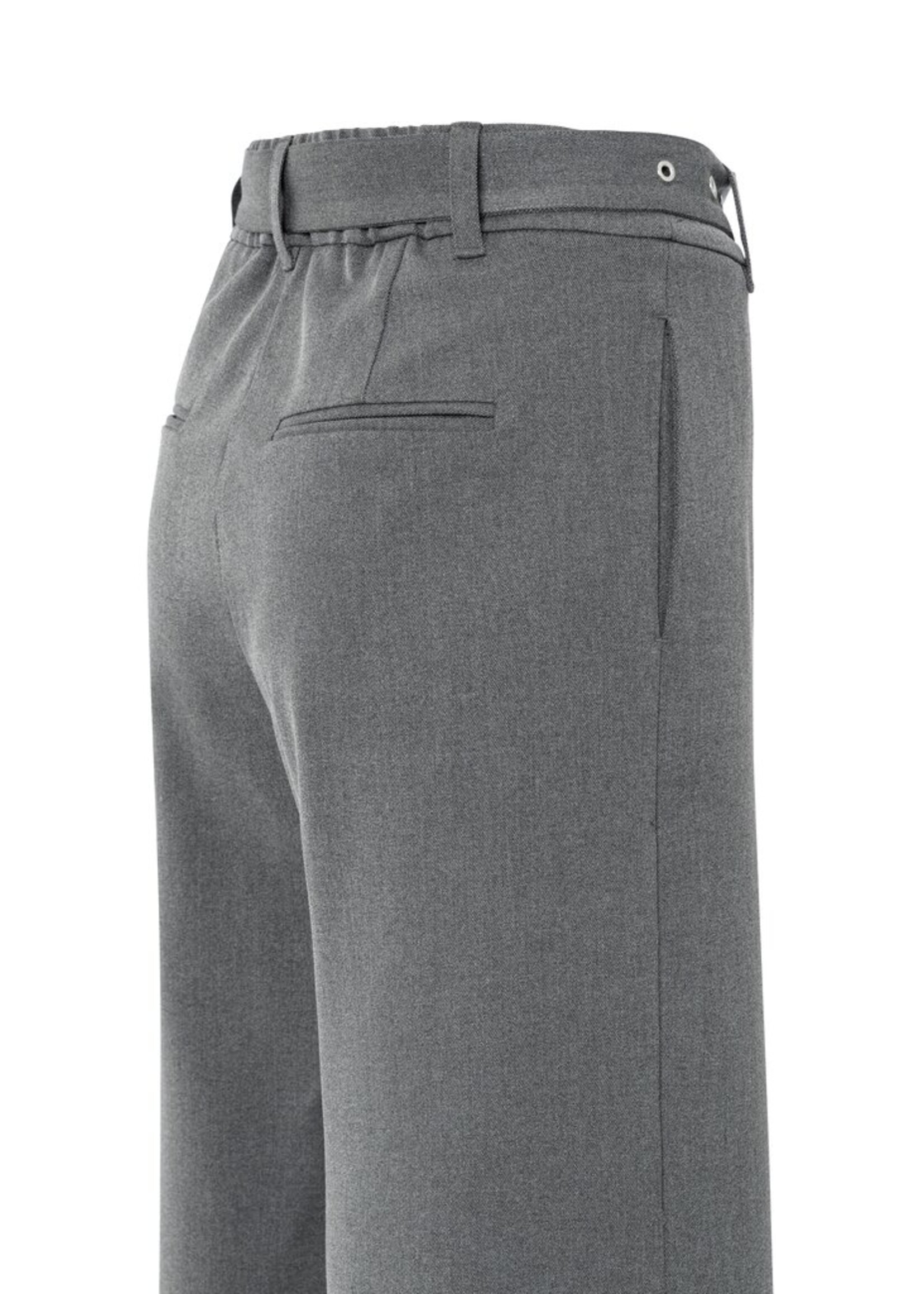 Yaya Yaya, Geweven broek met wijde pijpen en ceintuur, Antraciet, Size: