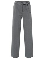 Yaya Yaya, Geweven broek met wijde pijpen en ceintuur, Antraciet, Size: