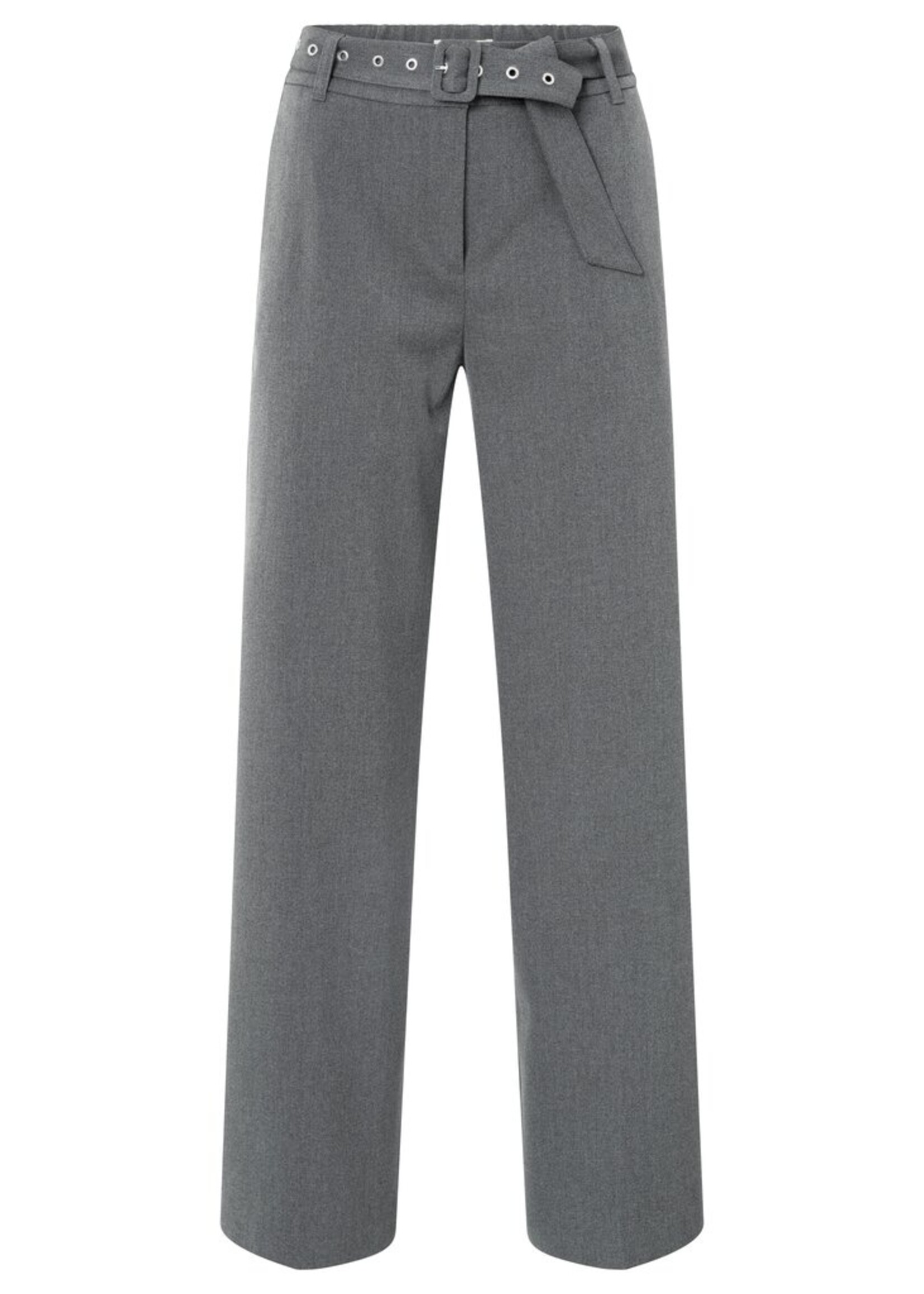 Yaya Yaya, Geweven broek met wijde pijpen en ceintuur, Antraciet, Size: