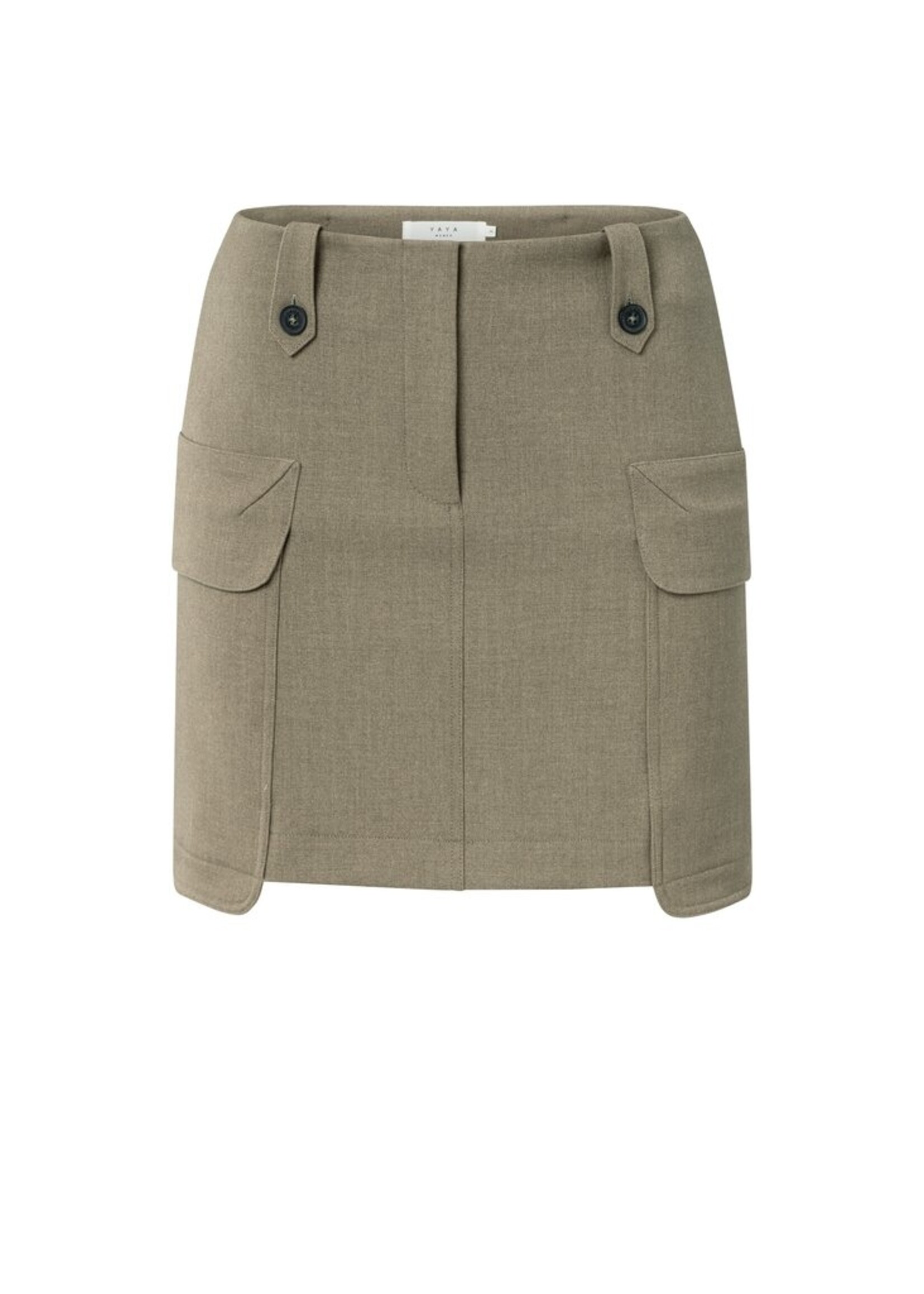 Yaya Yaya, Minirok met cargozakken en knoopdetails, Capers melange, Size: