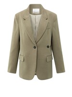 Yaya Yaya, Oversized blazer met sierband op de mouw, Capers melange, Size: