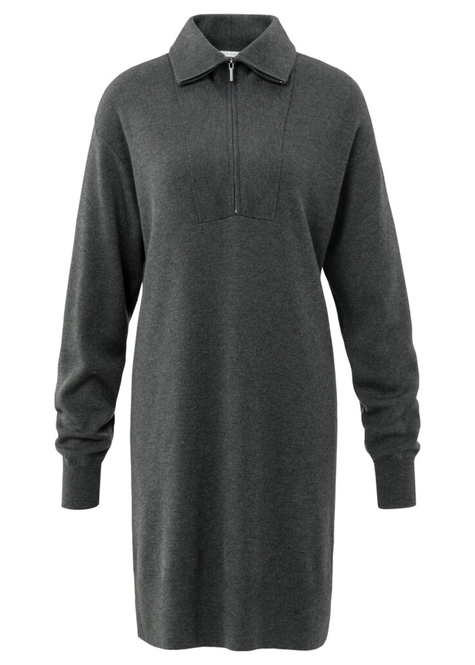 Yaya Yaya, Gebreide jurk met halve rits en lange mouwen,