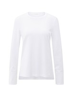 Yaya Yaya, Jersey top met geweven manchetten en splitdetail, Pure white, Size: